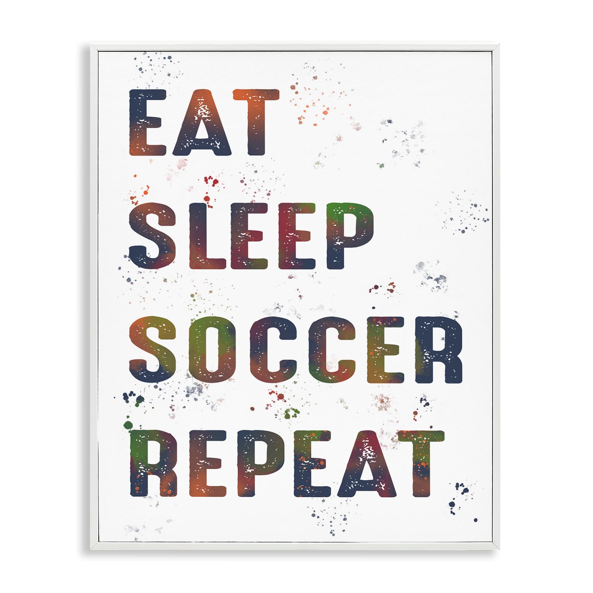 Stupell Industries BS-066-WFR-16X20 Eat Sleep Soccer Repeat White Framed Giclee Art By Marcus Prime 16 x 20