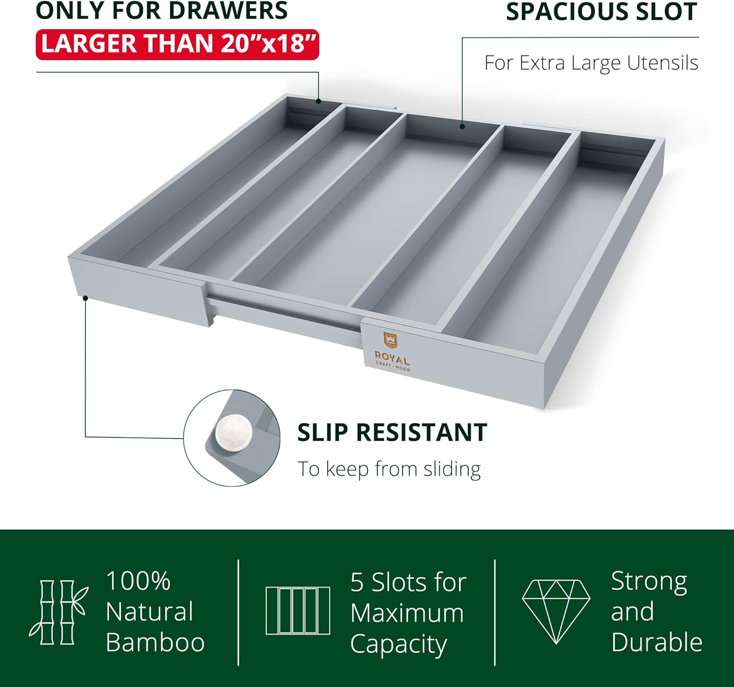 ROYAL CRAFT WOOD RCW-KITDRAW-5-GRAY Drawer-Organizers - View #3