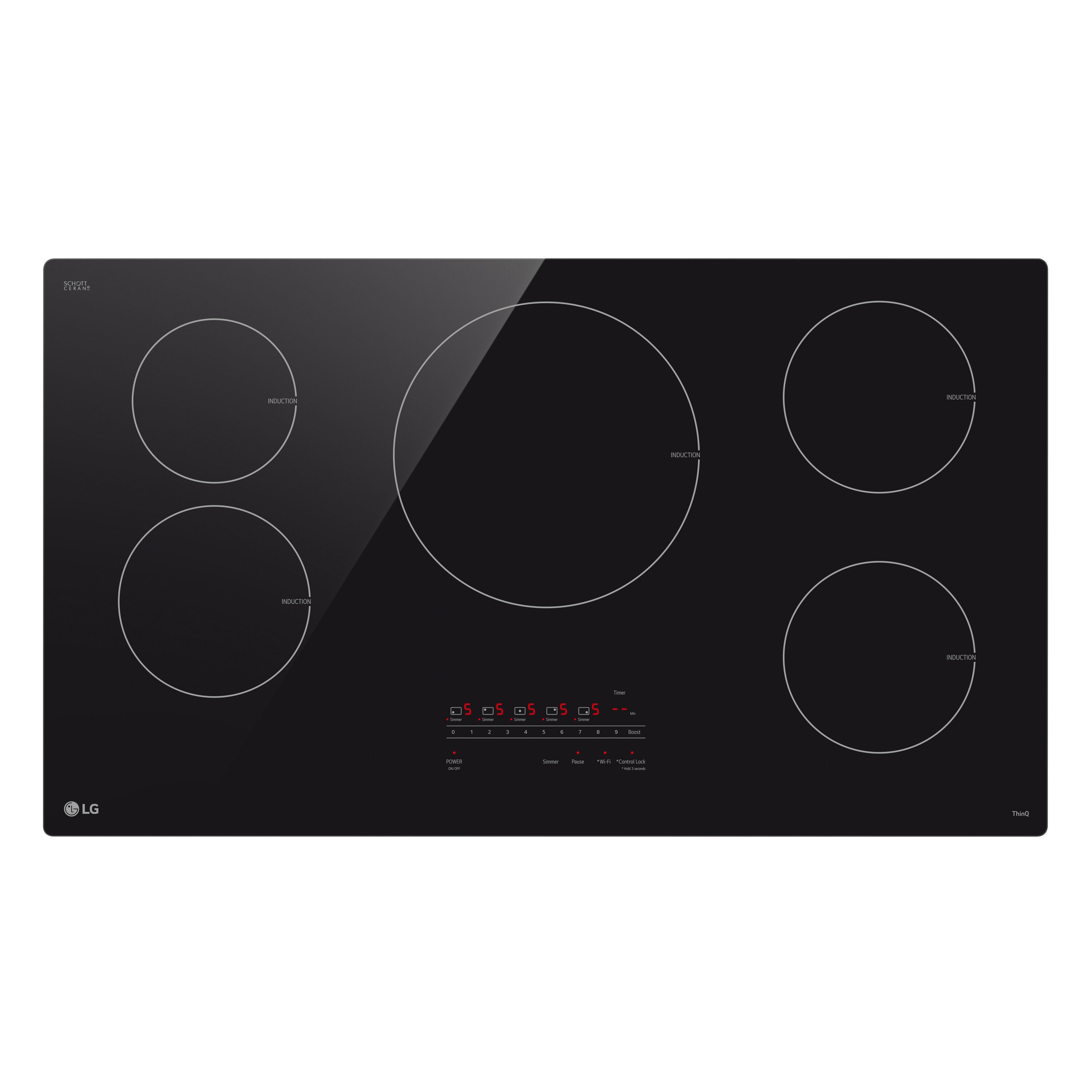LG 36 in 5 Burners Black Smart Induction Cooktop CBIH3613BE at Lowes