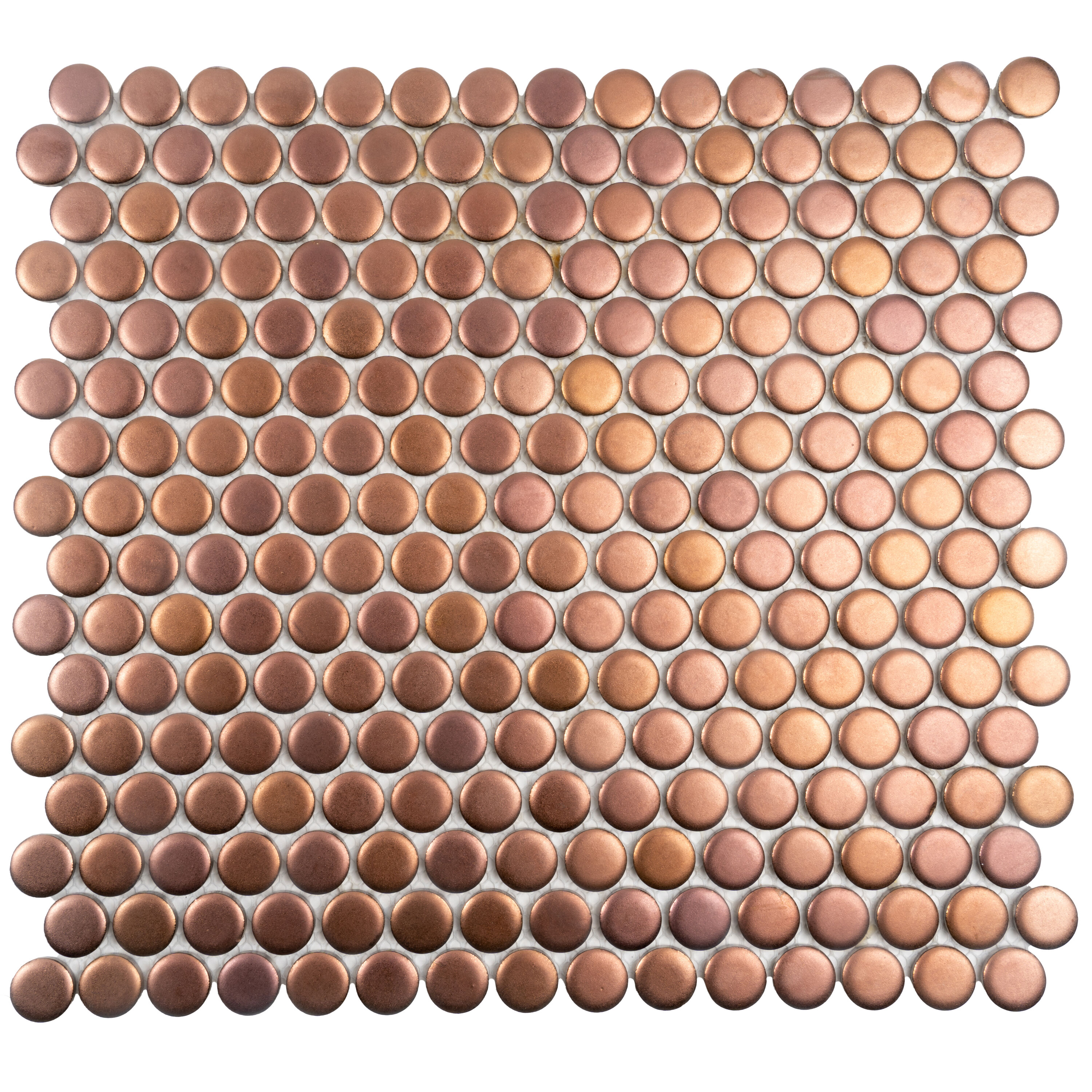 Apollo Tile ORB8807BZMA Cirkel Copper Gold 12-in x 12-in Matte Porcelain Patterned Penny Mosaic Floor and Wall Tile (9.87-sq. ft/ Carton)