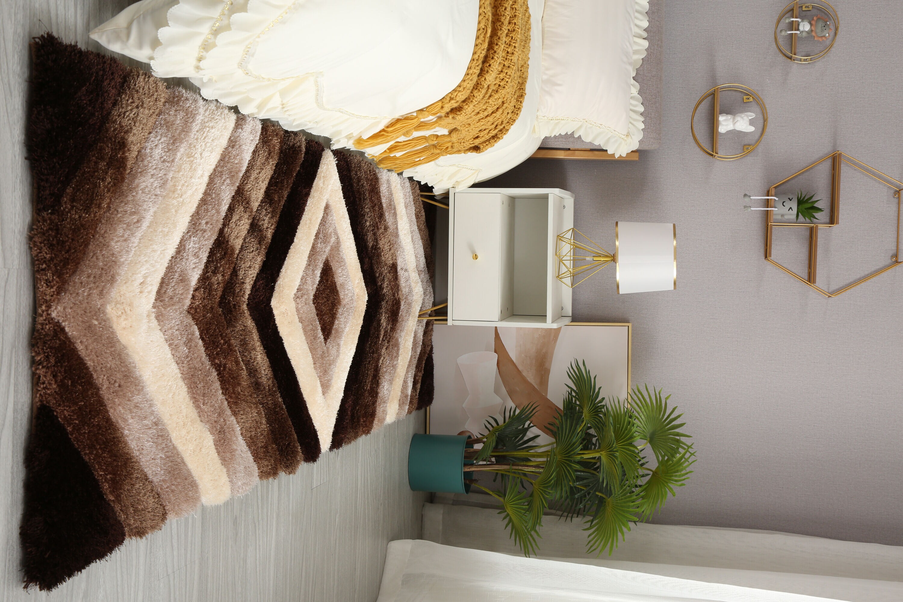 MDA Rugs MS1628 Mateos 2 x 8 (ft) Polyester Brown and Cream Rectangular Indoor Geometric Runner rug
