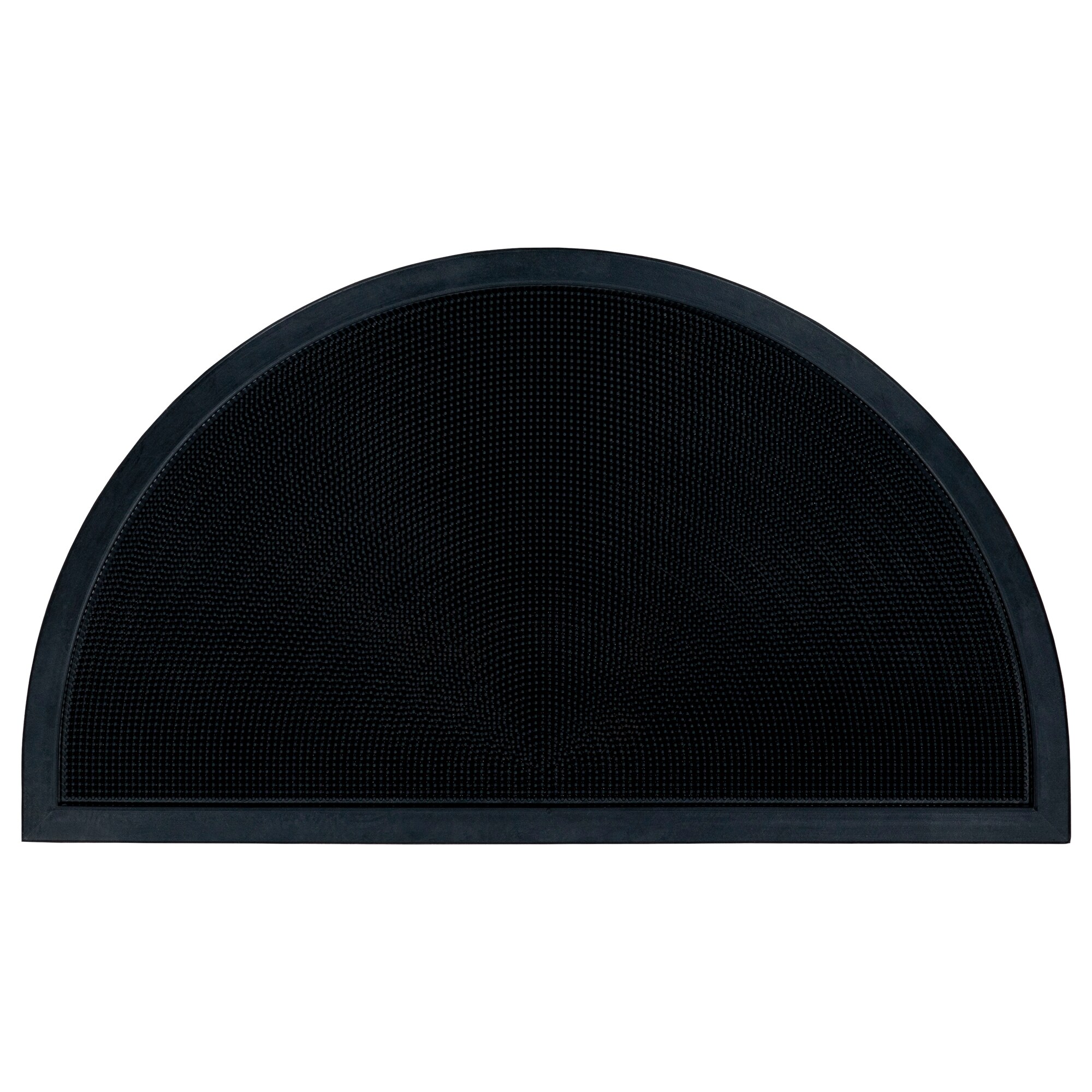 Ottomanson RBR3303-18X30 1-ft x 3-ft Black Semi Rubber Half-round Indoor or outdoor Decorative Home Door mat