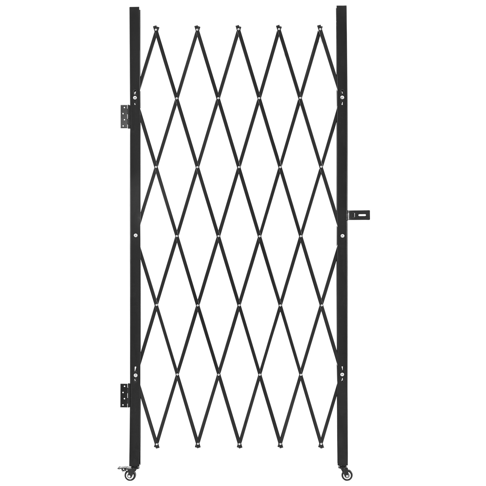 VEVOR Single Folding Security Gate Lockable Scissor Gate with 360 degrees Swivel Casters Outdoor Barricade Steel Retractable Gates for Entry Security Garage Warehouse and Pool 49.61 x 77.76 in (W x H)