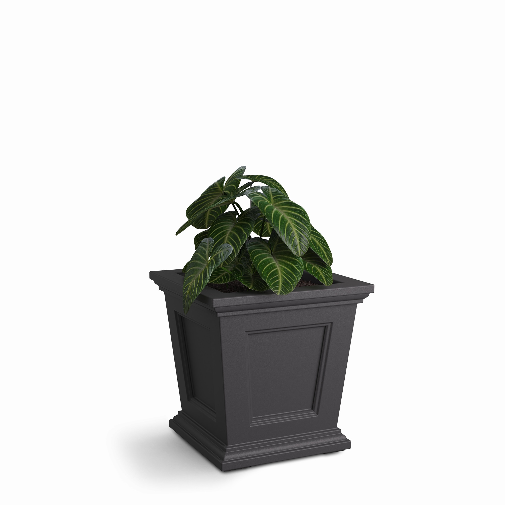 Mayne 5887-GRG Square 16-Inches W Medium Gray Plastic Outdoor Planter with Drainage Holes with Self Watering