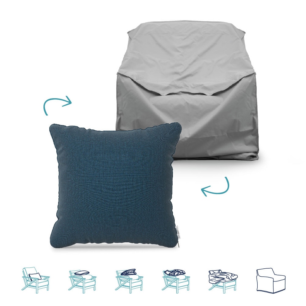 Pillow-to-Cover FH-P2C-18CL-TWLT Navy Polyester Patio Furniture Cover For Conversation chair