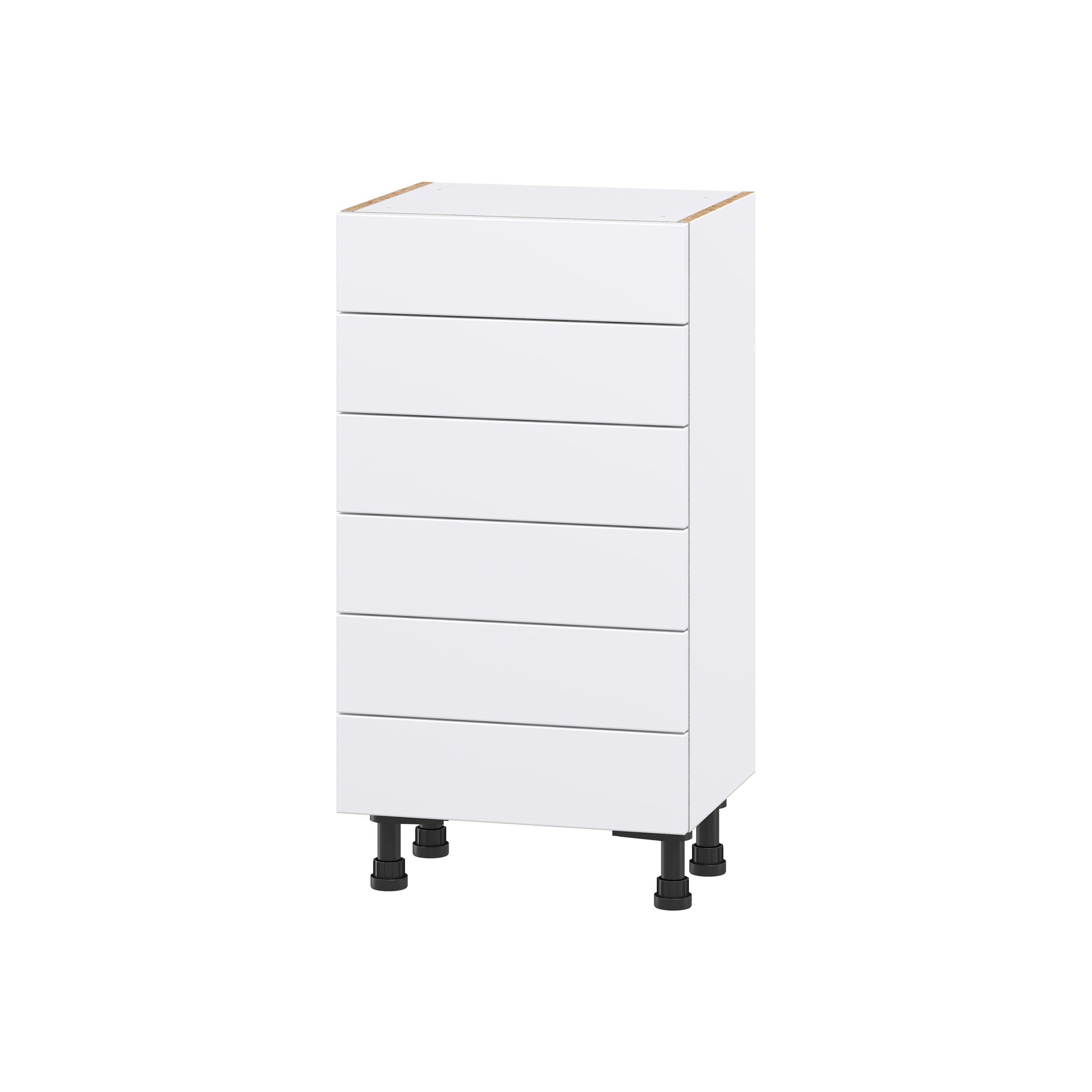 Hugo&Borg Lasalle 18-in W x 34.5-in H x 14-in D Bright White Slab 6-Drawer Base Fully Assembled Cabinet (Flat Panel Style)