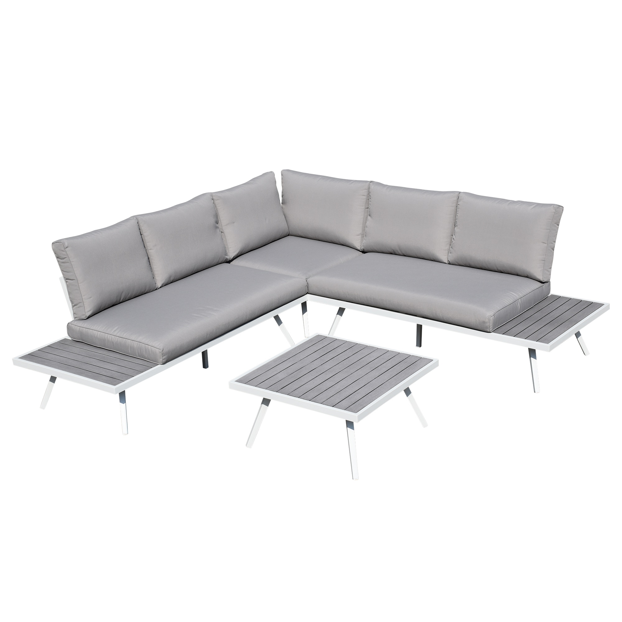 Glitzhome 2007100010 4-Piece Patio Conversation Set with Gray Cushions