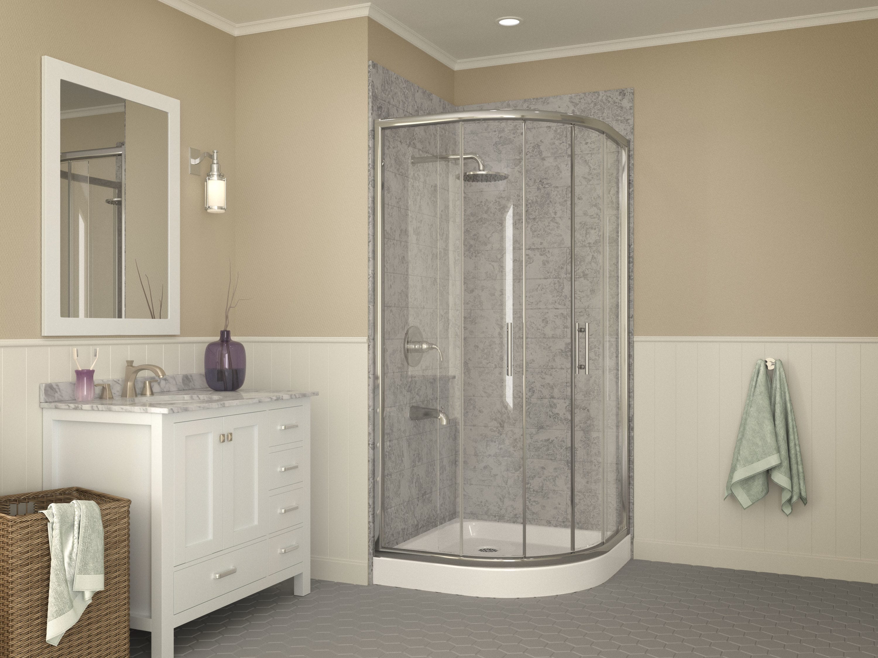 Randi 36'' White Acrylic Double Threshold Shower Base
