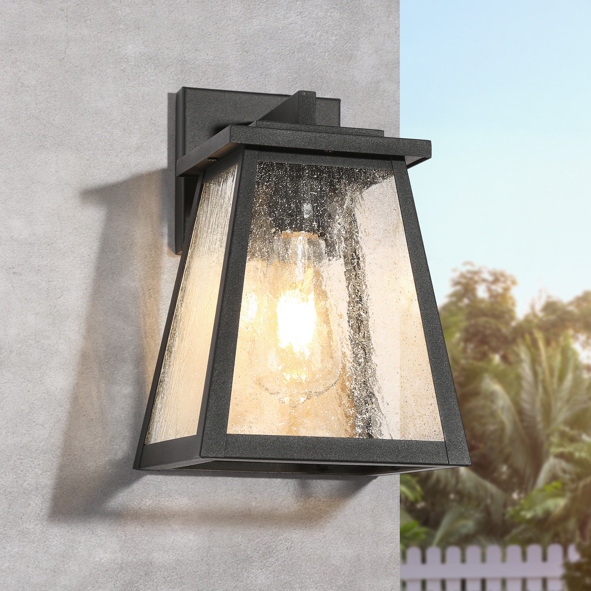 LNC NZBV7NHD15187Z9 Anlophafos 1 -Light 11-in H Matte Black Hardwired Outdoor Wall Light