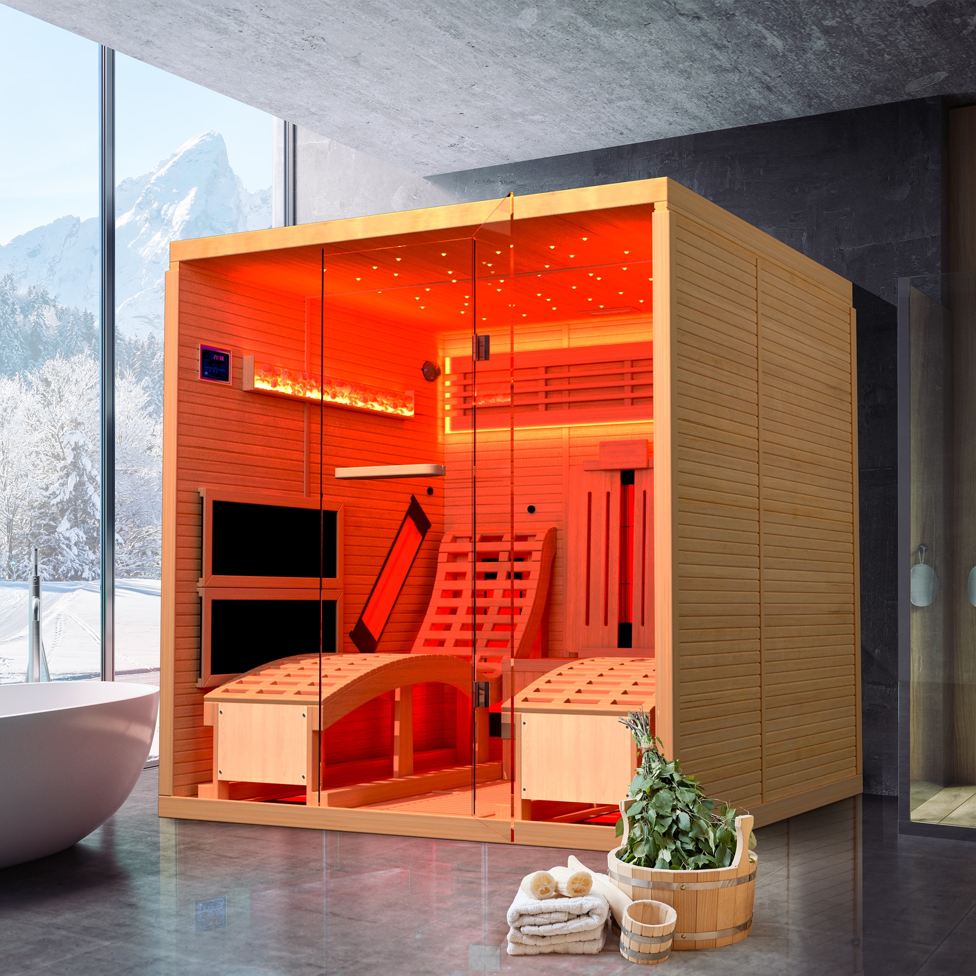 U-HOMY 2-Person Infrared Sauna with Comfortable Sauna Chair for Personal Relaxation