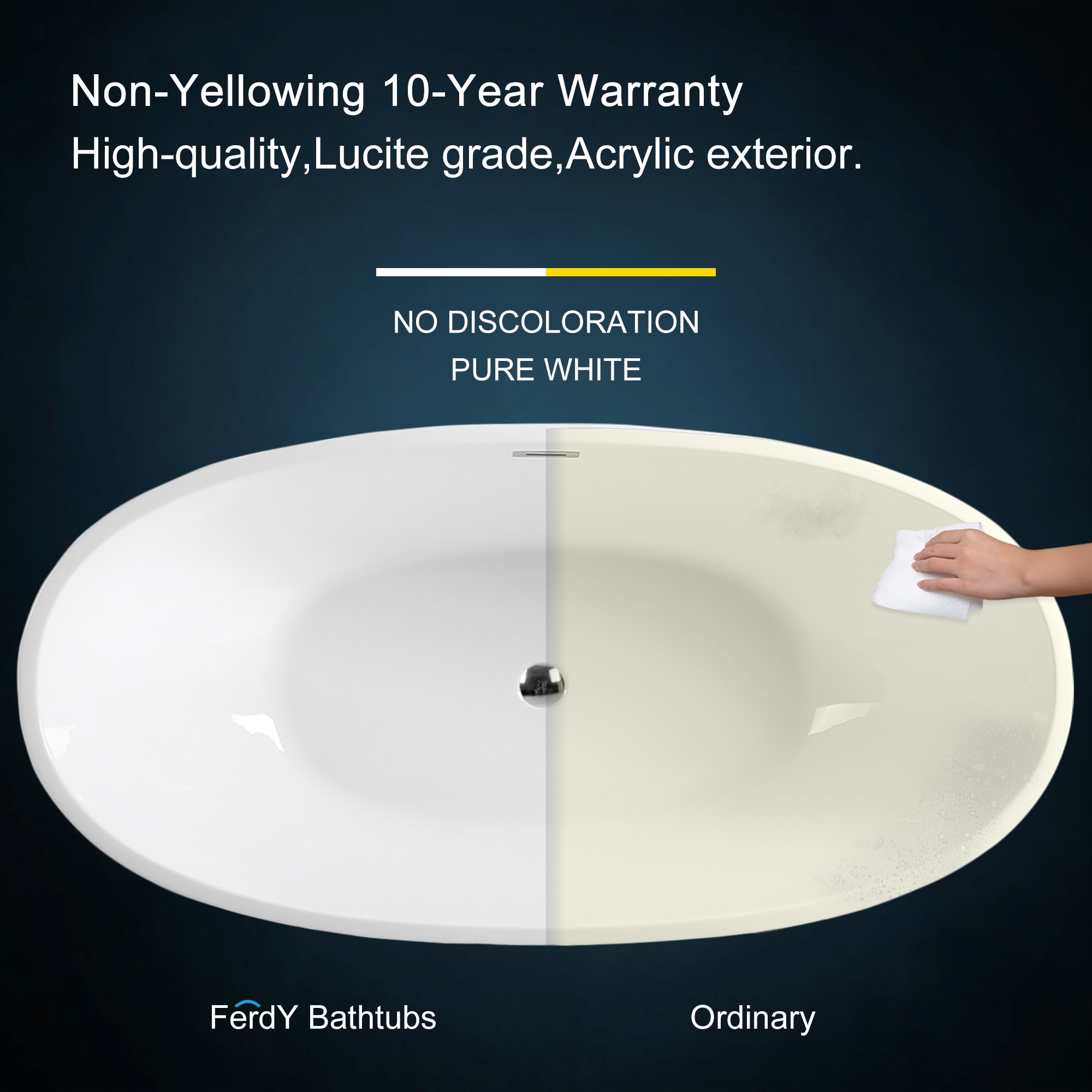 Koh Samui 65" Glossy White Acrylic Freestanding Bathtub