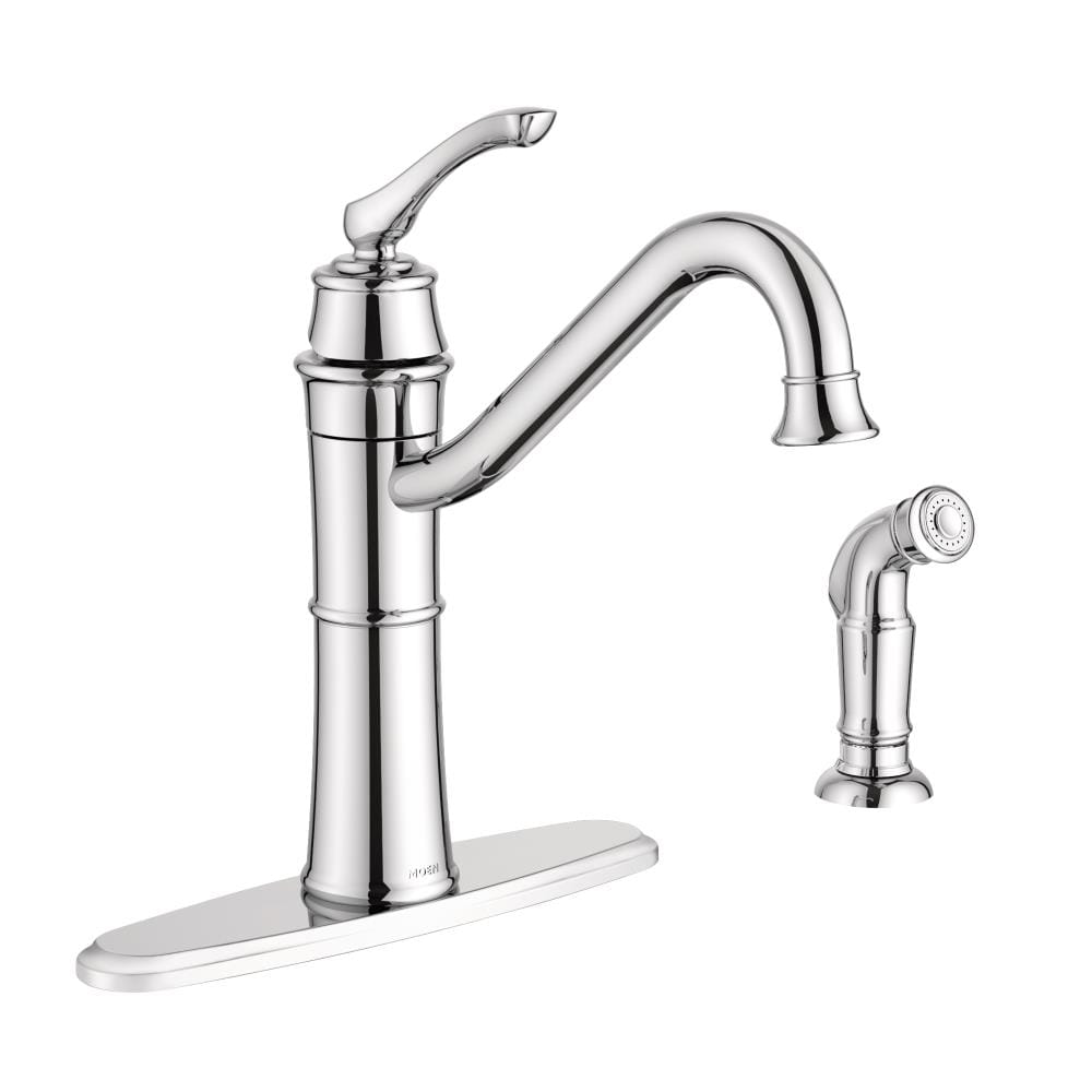 Moen Wetherly Chrome Single Handle High Arc Kitchen Faucet With Sprayer   01149516 