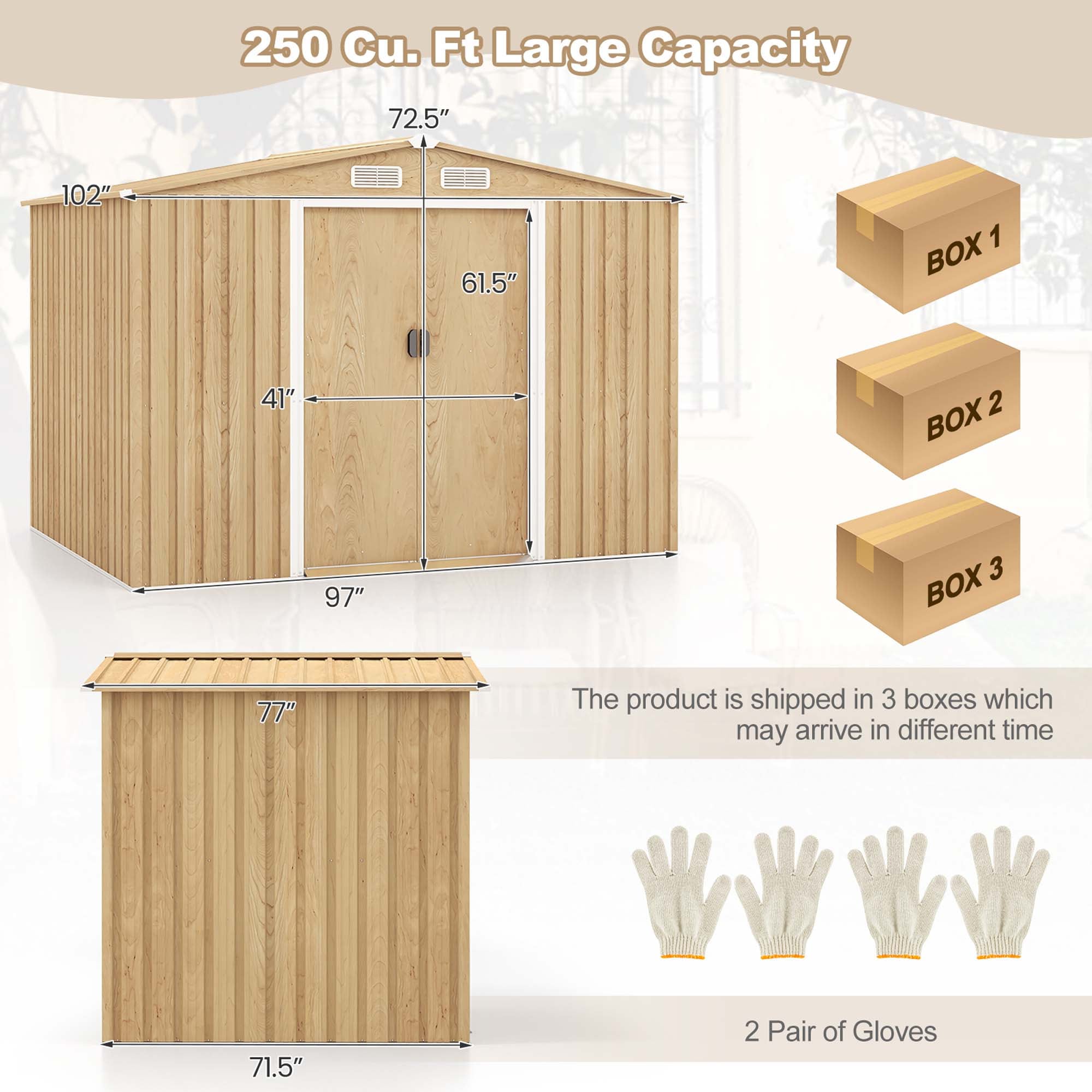 Costway CSHY005242 Metal-Storage-Buildings-Sheds - View #3