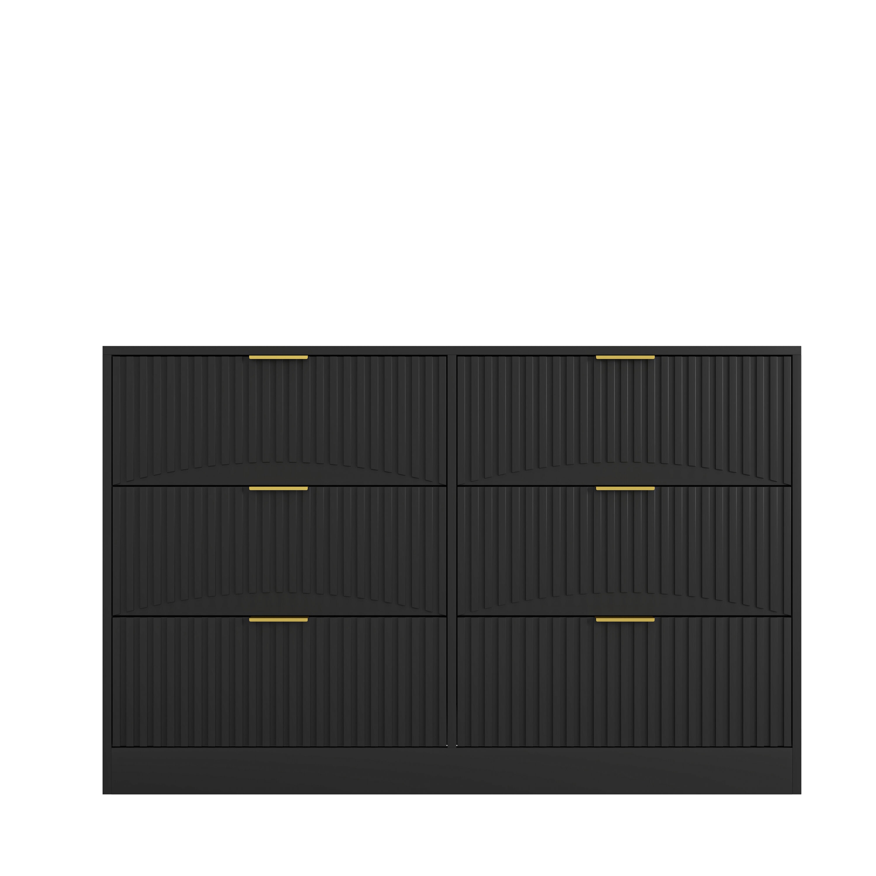 Clihome - 6 Drawers Cabinet Black 47.2-in W Standard dresser