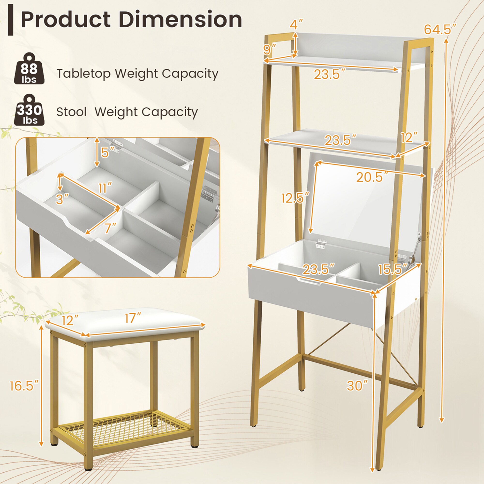 Costway CLS00041 Bedroom-Vanities - View #2