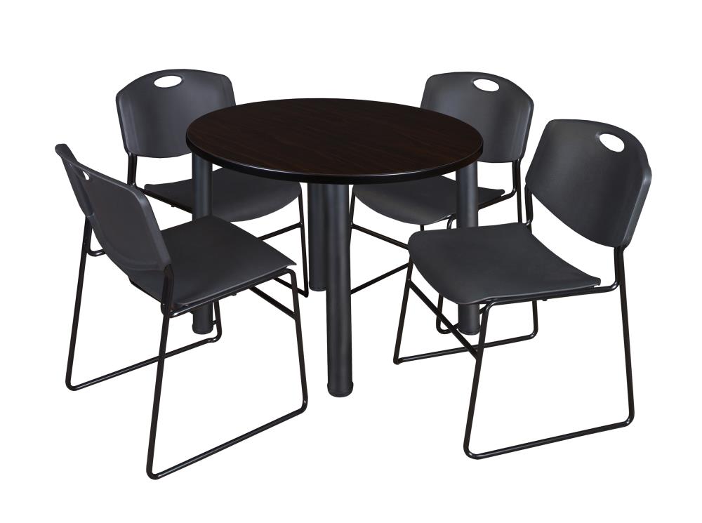 Regency TB42RNDMWBPBK44BK Breakroom Brown 4-Person Training Table (42-in W x 29-in H)