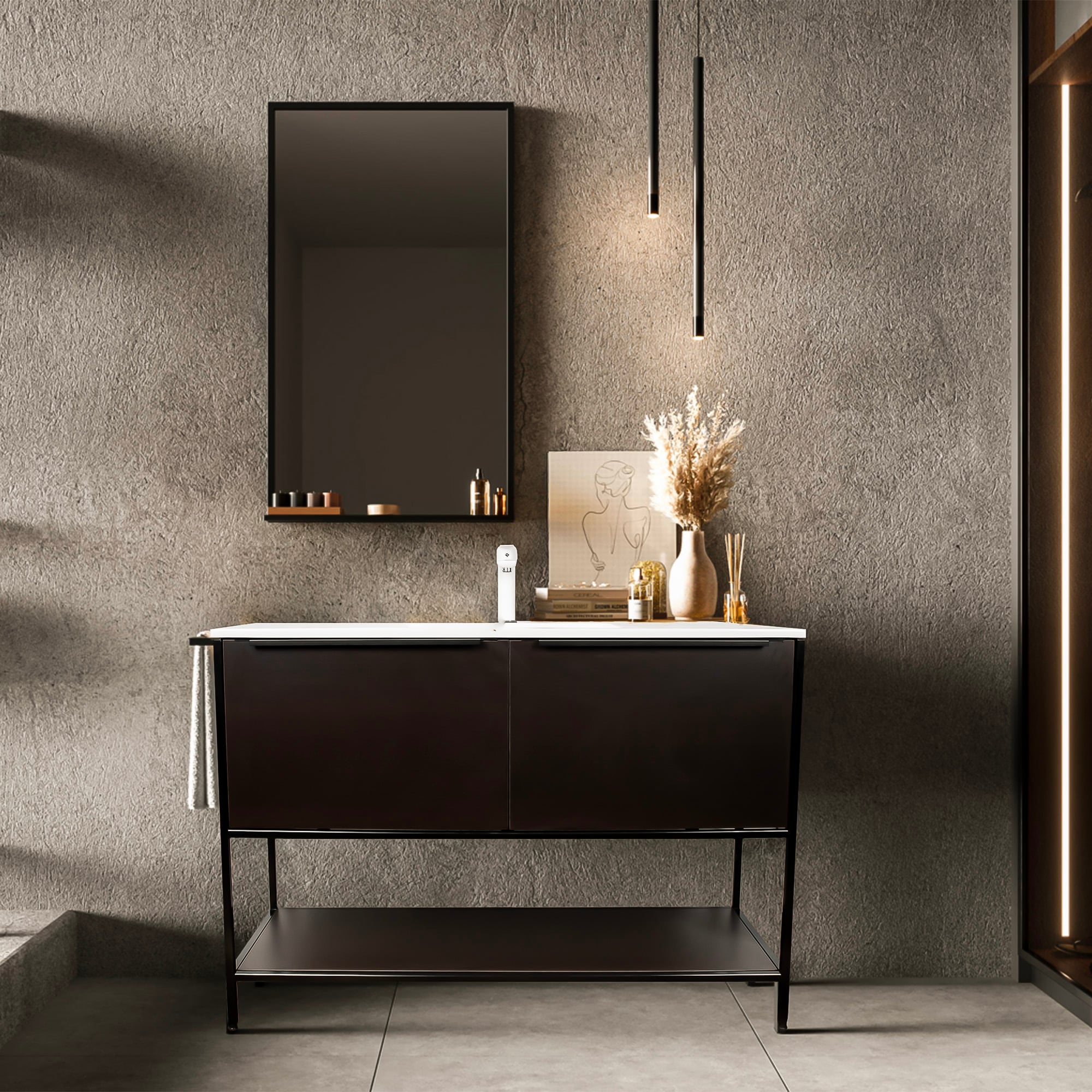 48-in Wengue Brown Single Sink Bathroom Vanity with Wengue Brown Acrylic Top | - GRAVITA DESIGNS CA480412WEN