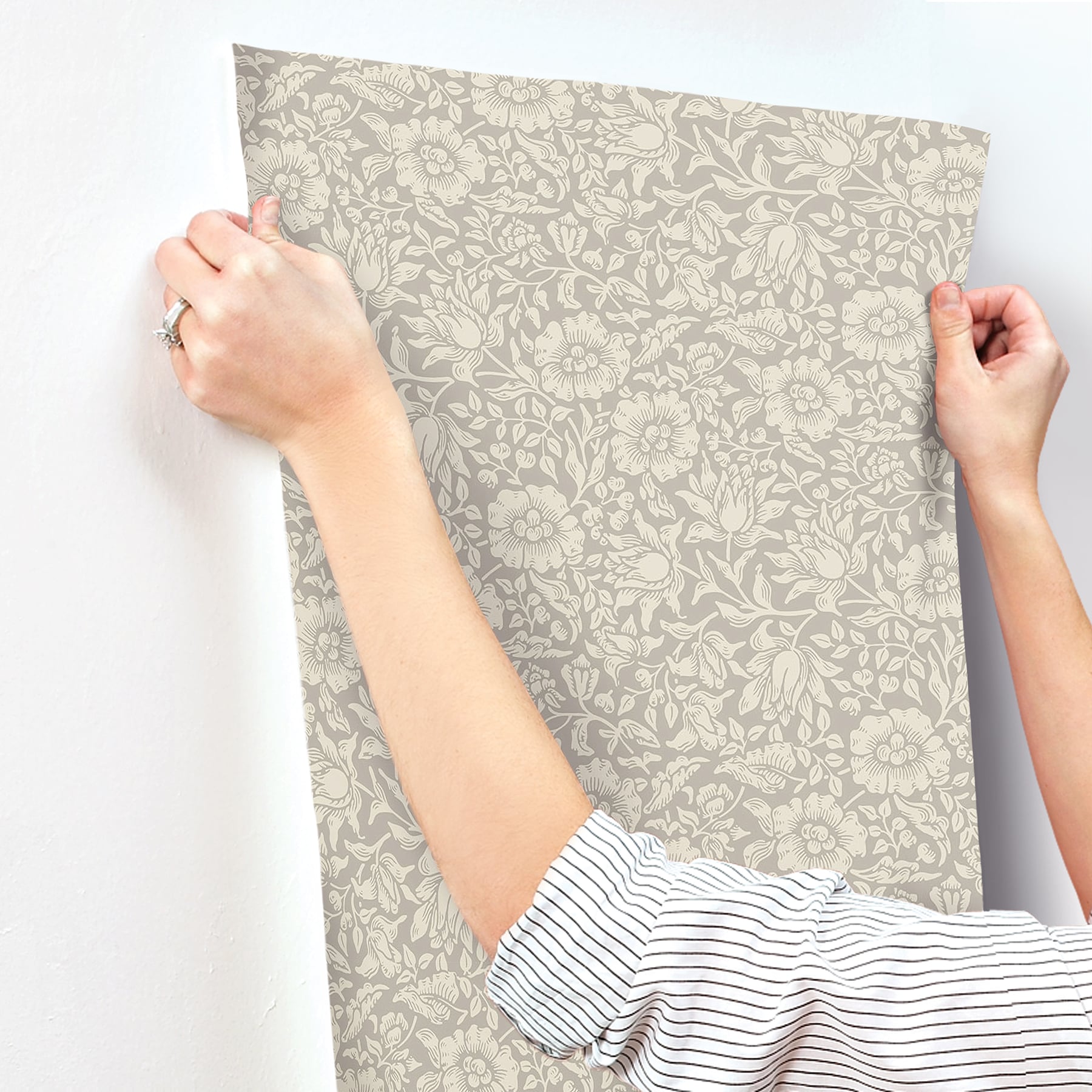 Mallow Grey Floral Non-Pasted Washable Wallpaper Roll