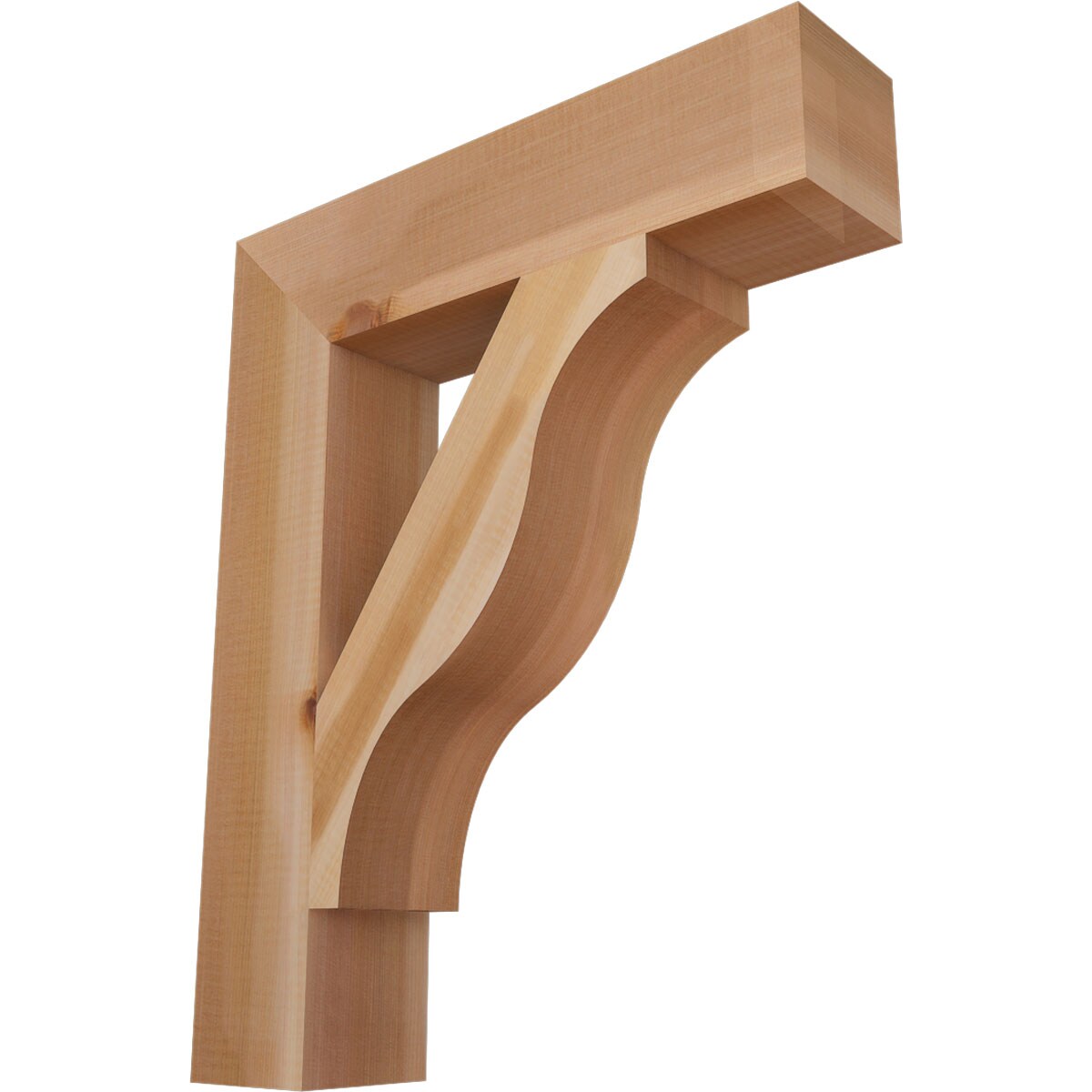 Ekena Millwork BKT04X18X22FST05SWR Funston Block Smooth 3-1/2-in x 18-in x 22-in Western red cedar Brown Wood Standard bracket