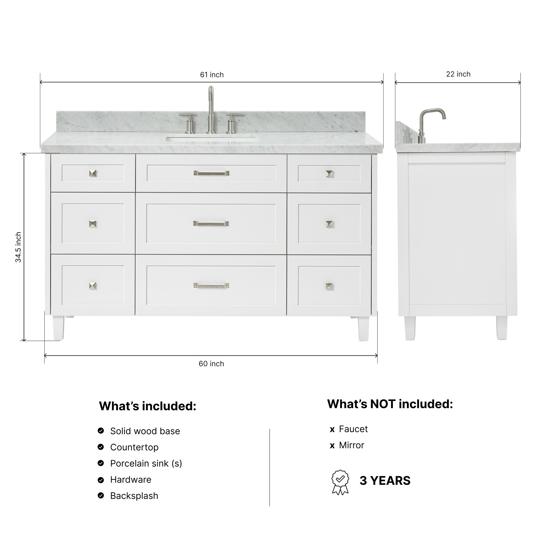 ARIEL B61CWRVOWHT Bath-Vanity-Combo - View #4
