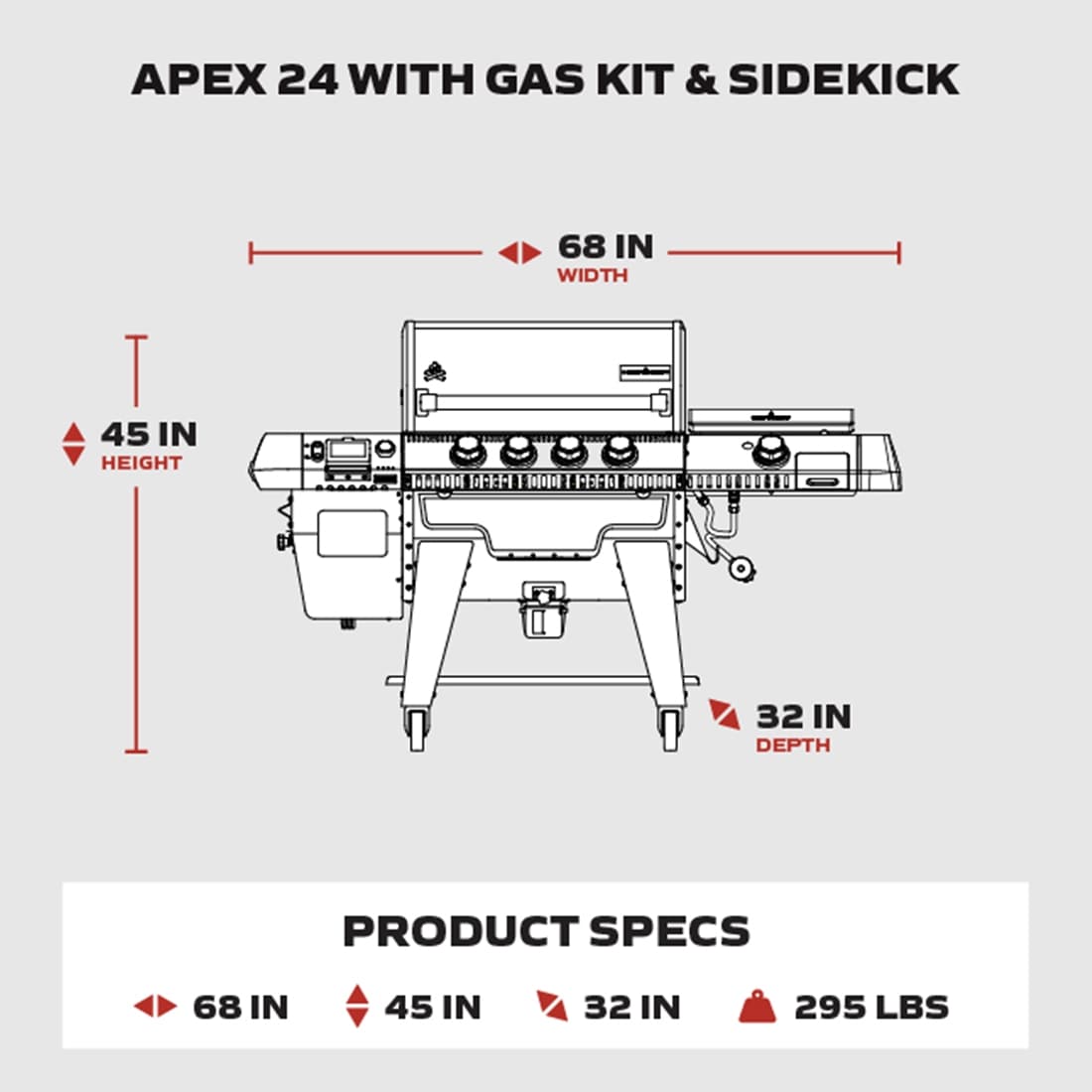 Camp Chef Apex 24 in with Gas Kit and Sidekick 811 Sq in Silver