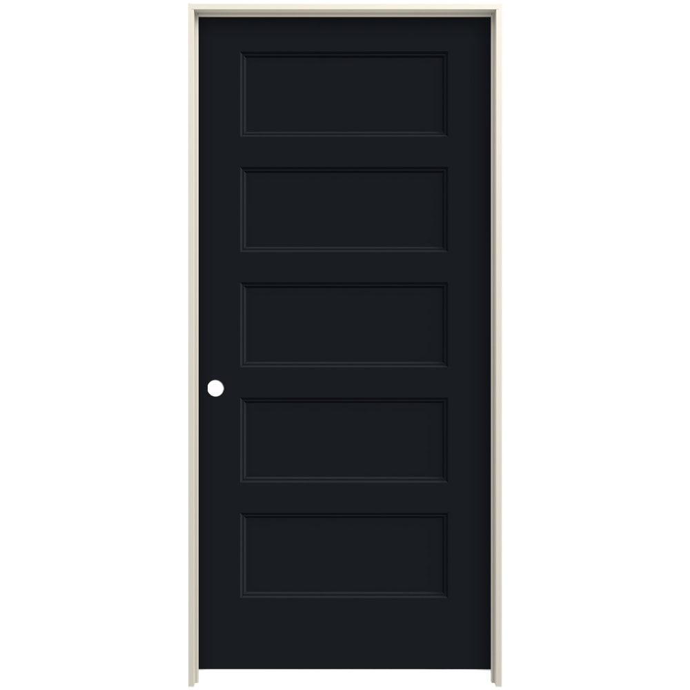 JELD-WEN 24-in x 80-in Eclipse Hollow Core 5-panel Equal Right Hand Smooth Prefinished Molded Composite Flat Jamb Single Prehung Interior Door in -  LOWOLJW226200181