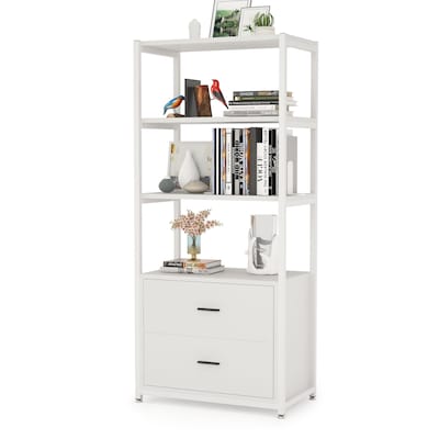 Tribesigns Hoga F1417 White Metal 4, Metal Bookcase With Storage