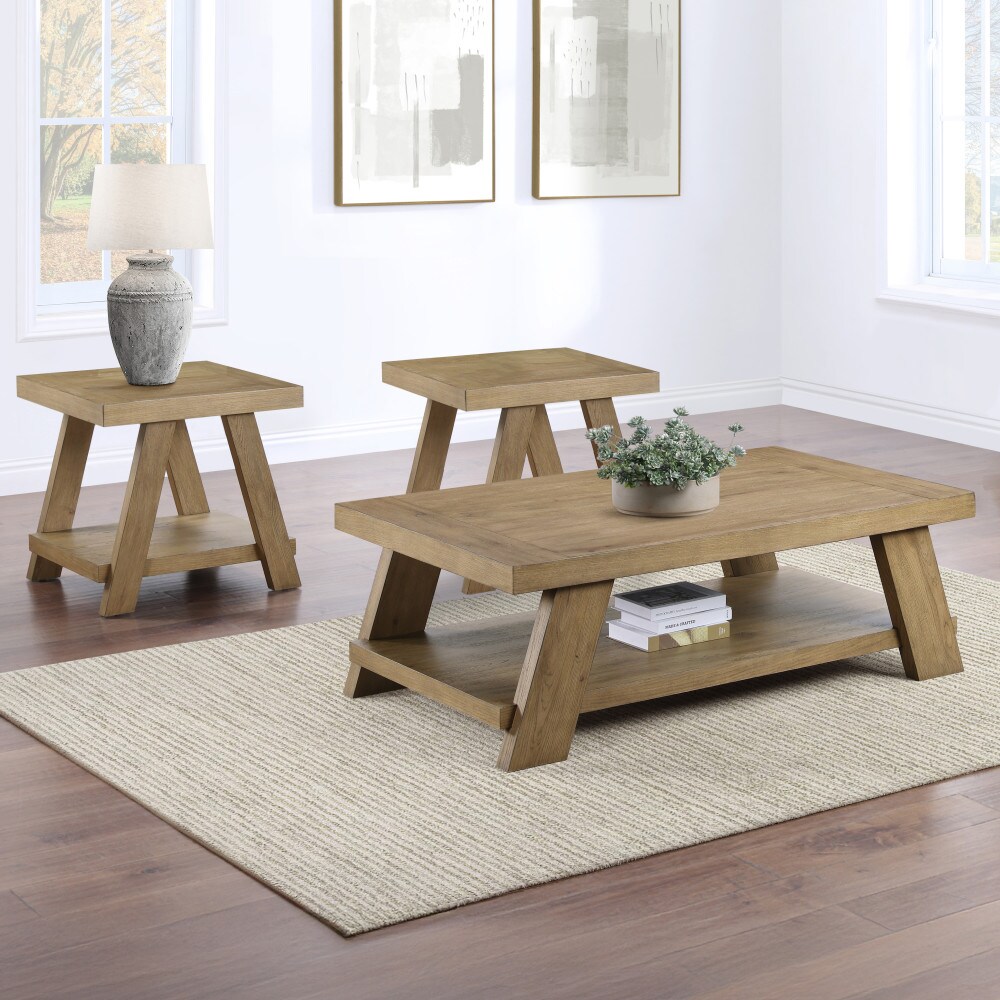 Orinda 3 -Piece Craftsman Light Caramel Asian hardwood Accent Table Set