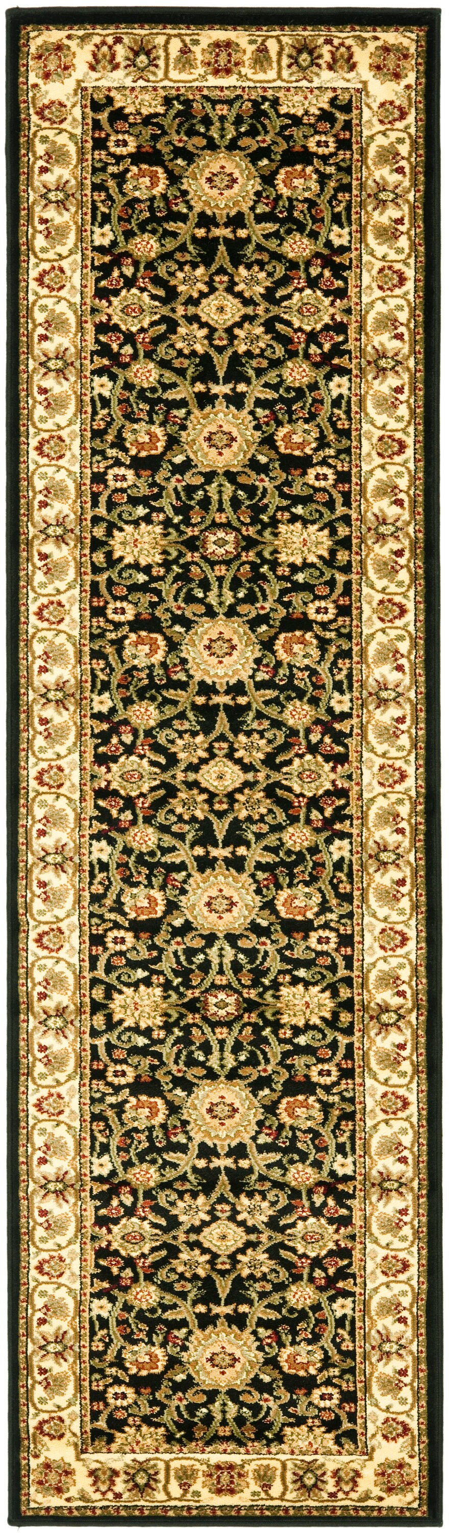 Safavieh LNH212A-216 Lyndhurst Sarouk 2 x 16 (ft) Loomed Polypropylene Black/Ivory Rectangular Indoor Floral/Botanical Oriental Runner rug