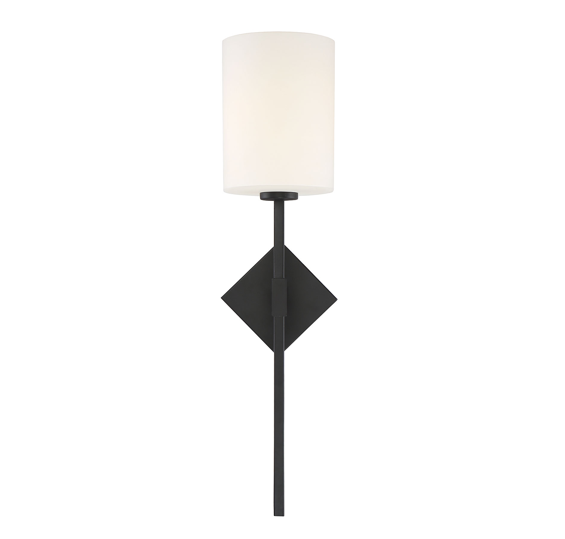Destin Matte Black 1-Light Wall Sconce with Opal Glass Shade