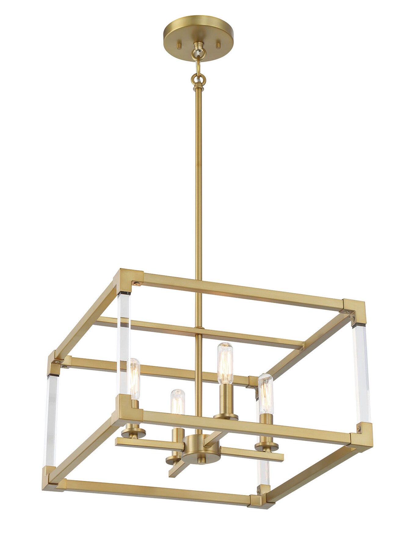 Oro District Soft Brass 4-Light Rectangular Pendant