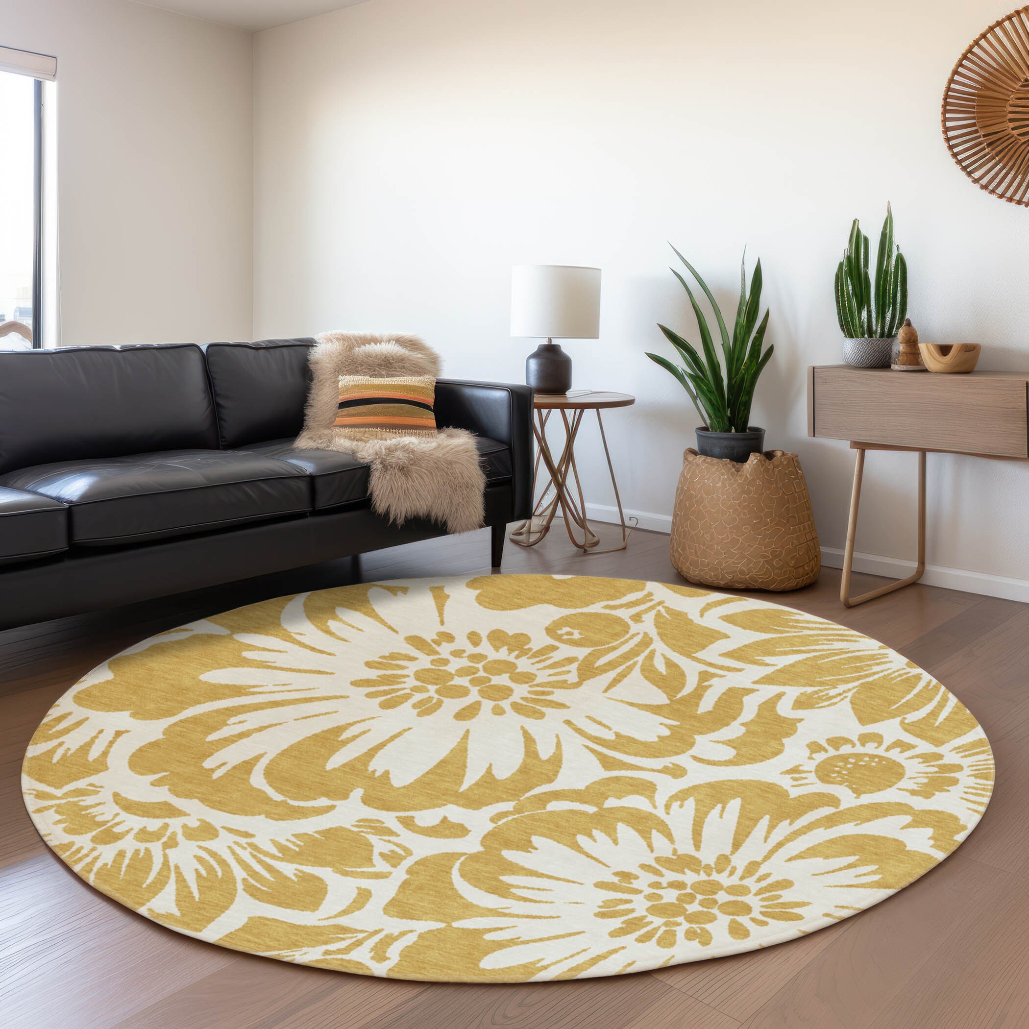 Addison Rugs AMF502TE8RO Mayfield AMF502TE 8 x 8 (ft) Loomed Polyester Teal Round Indoor Abstract Machine washable Area rug