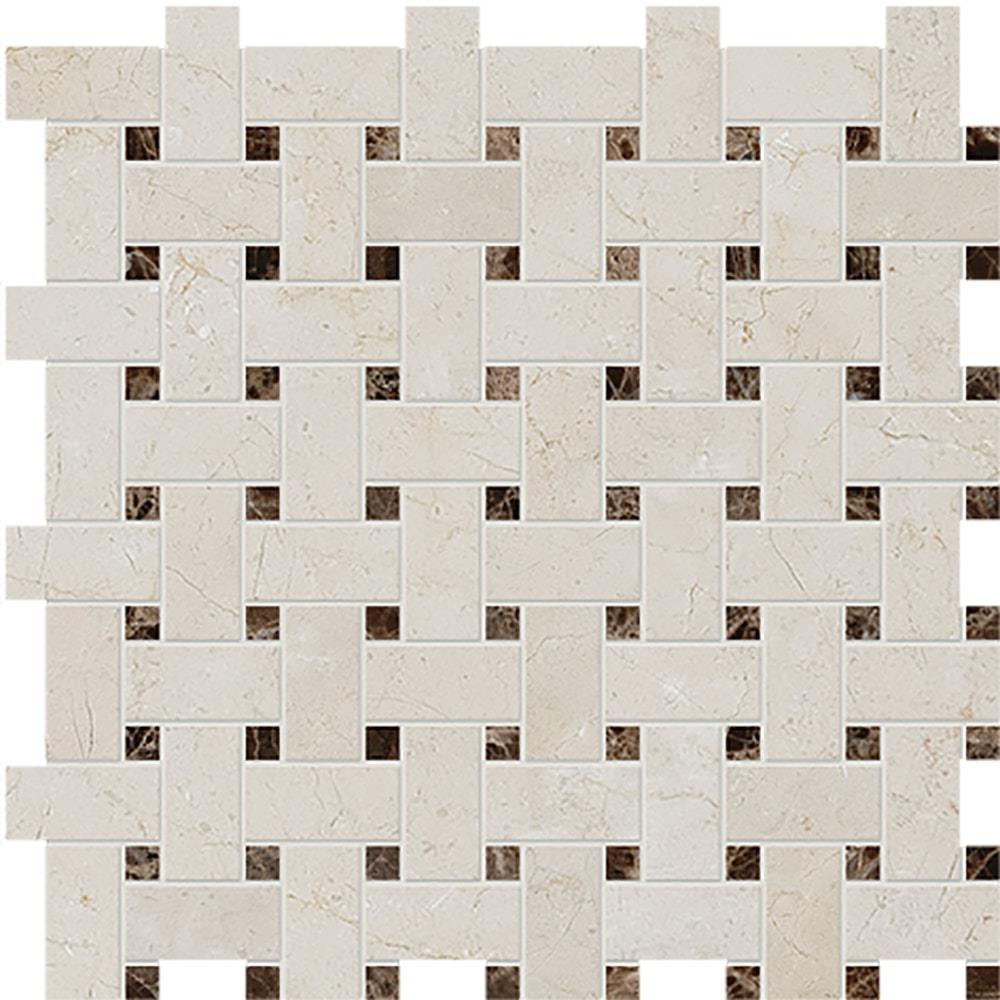 Marble Systems 100700-S Crema Marfil Emperador Dark 12-in x 12-in Polished Scale Patterned Floor and Wall Tile Sample