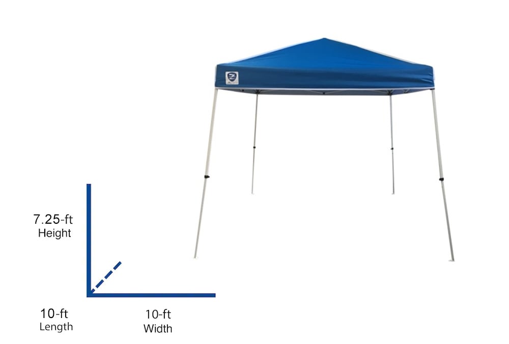 Z-Shade 10-ft x 10-ft Rectangle White Steel Frame with Blue Fabric Top  Pop-up Canopy