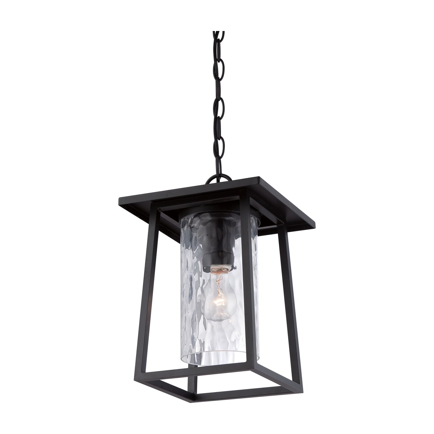 Quoizel Lodge Mystic Black Transitional Clear Glass Lantern Medium Outdoor Hanging Pendant Light