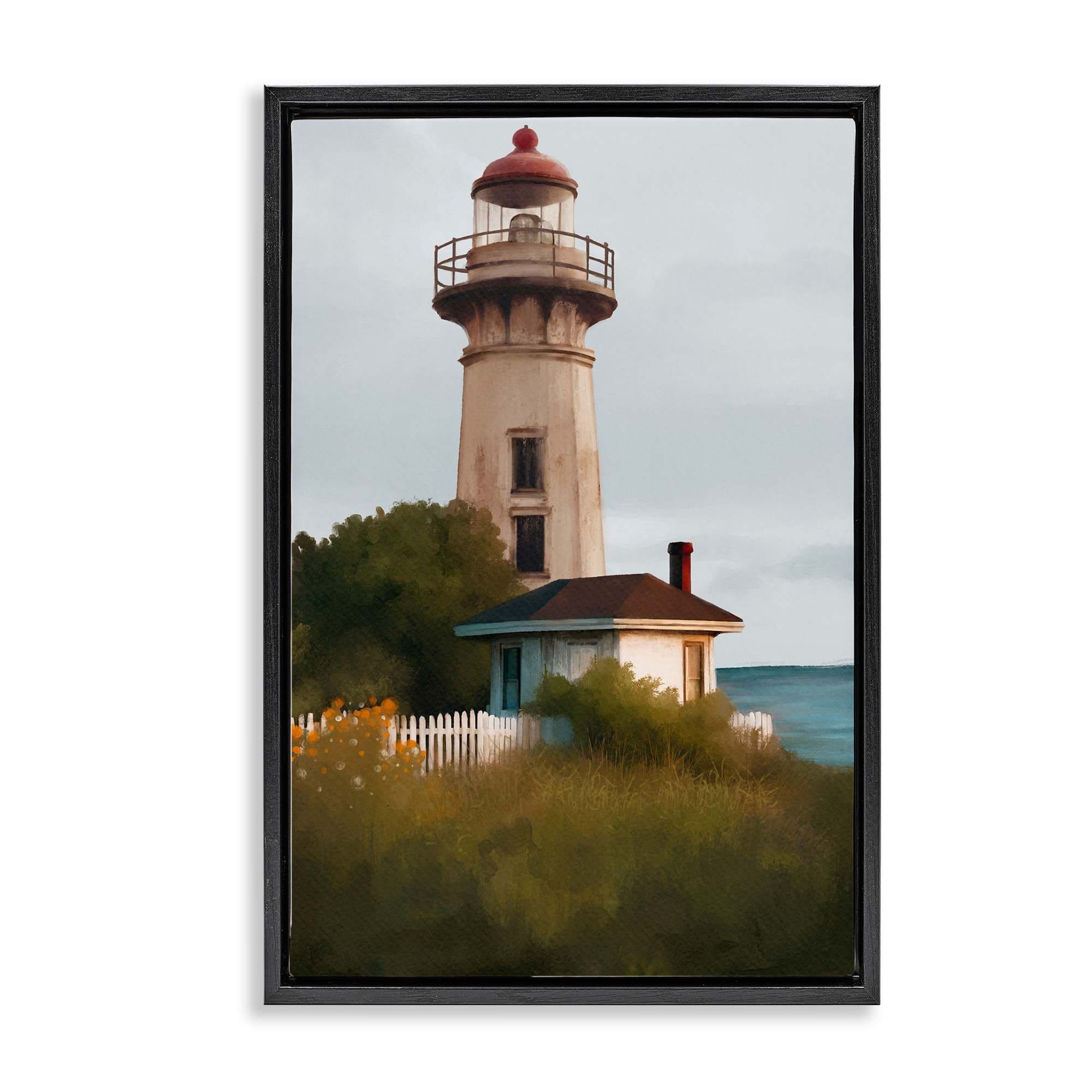 Stupell Industries BS-838-FFB-16X24 Scenic Summer Lighthouse View Floating Frame design by Elizabeth Medley