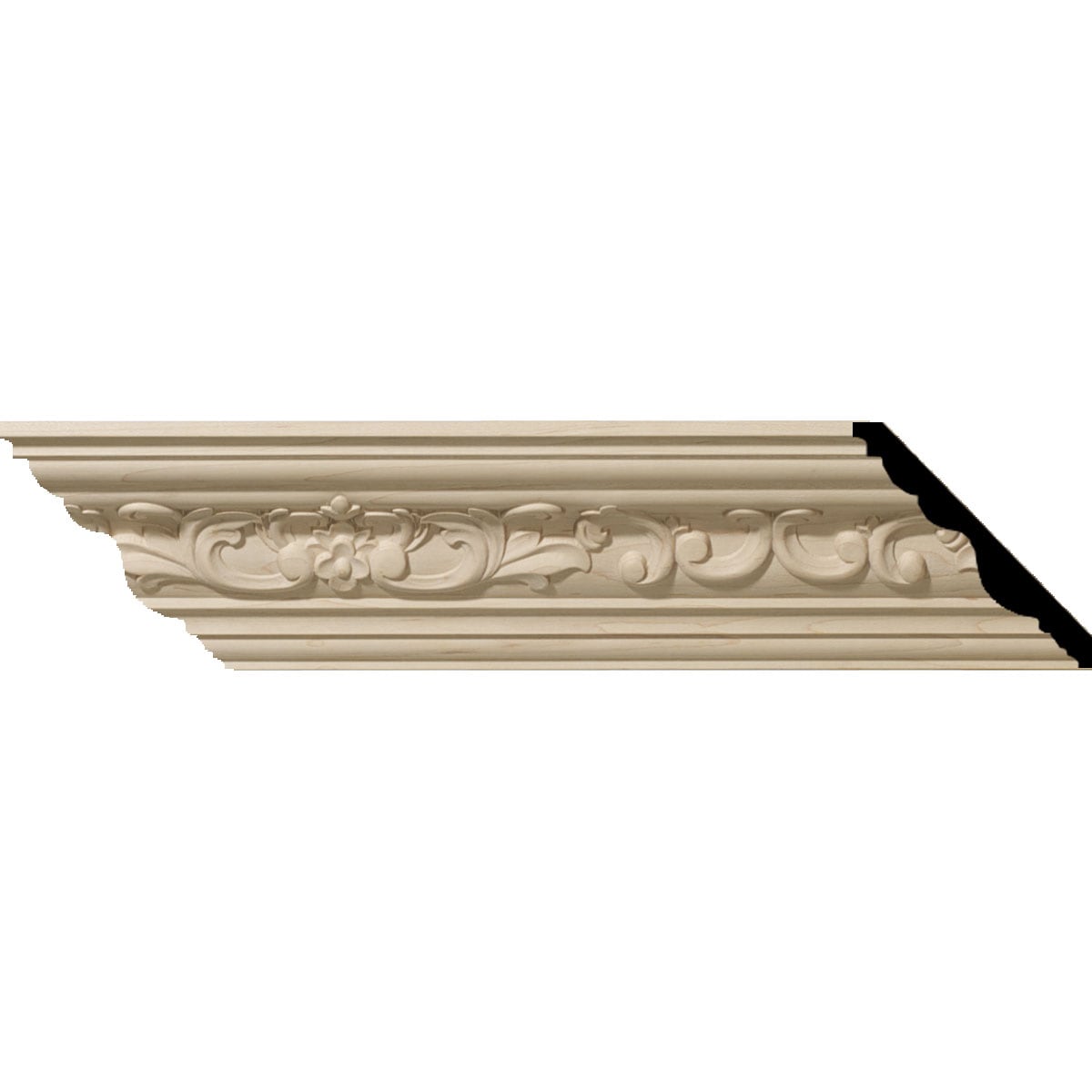Ekena Millwork 686740 Medway Carved Wood 3-1/2-in x 7-ft 10-1/2-in Alder Unfinished Wood 686740 Crown Moulding 12 -Pack