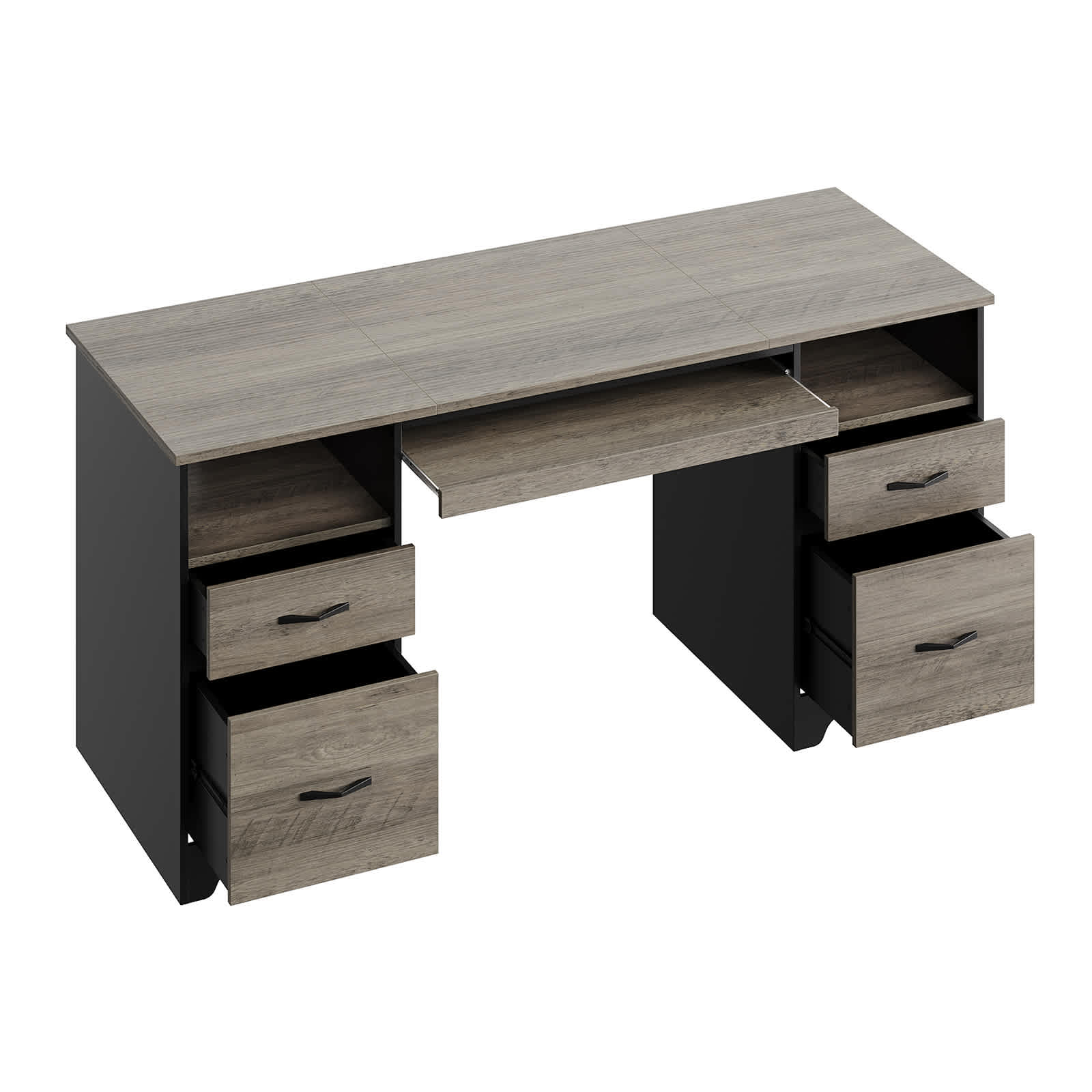 Bestier LOW-H104415L-GRW 59.06-in W 4-Drawer Gray Computer Desk