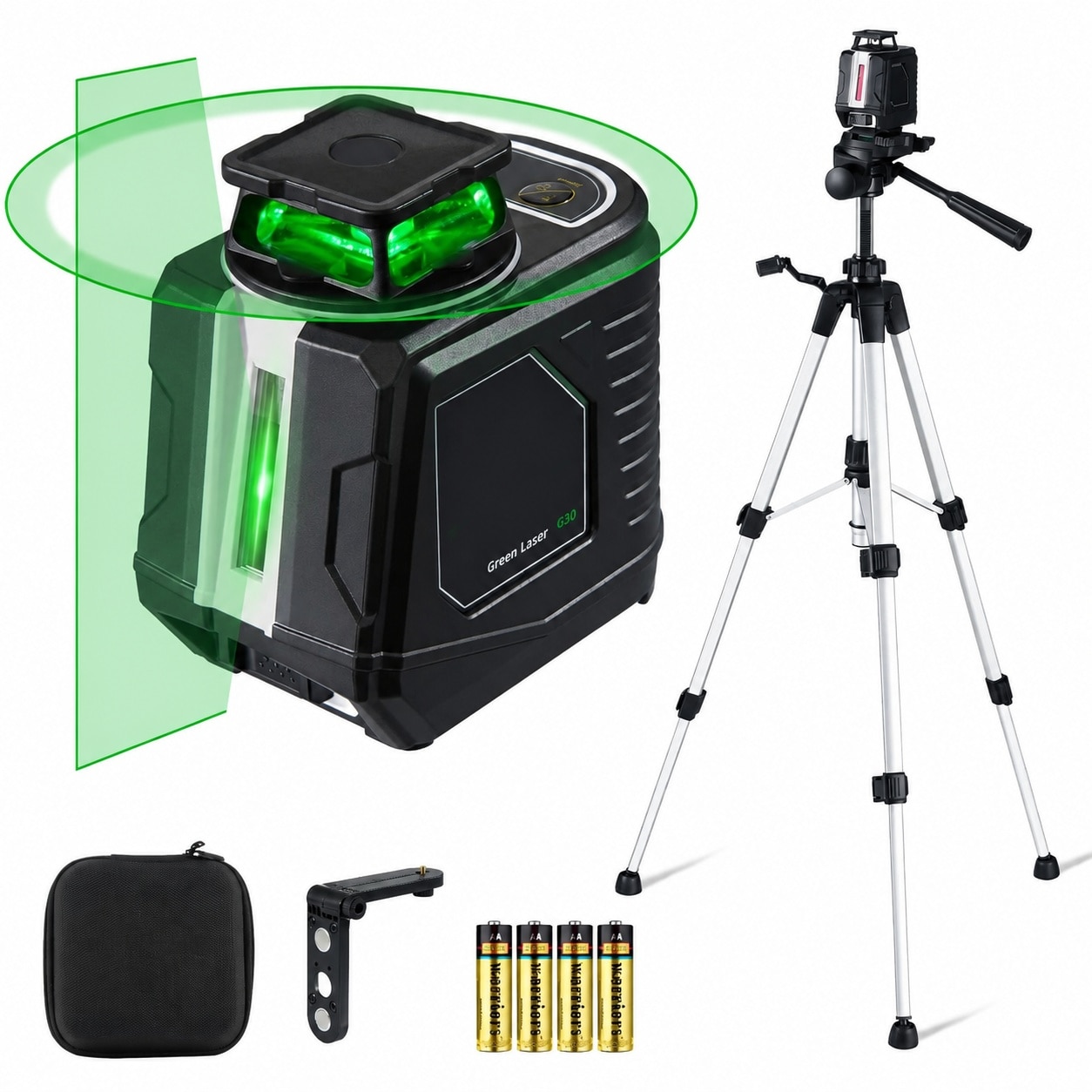 Phewnyzo  Laser Level with Tripod Firecore 360 Self Leveling Laser Level with Pulse Mode 3 Brightness Levels Switchable Green Cross Line