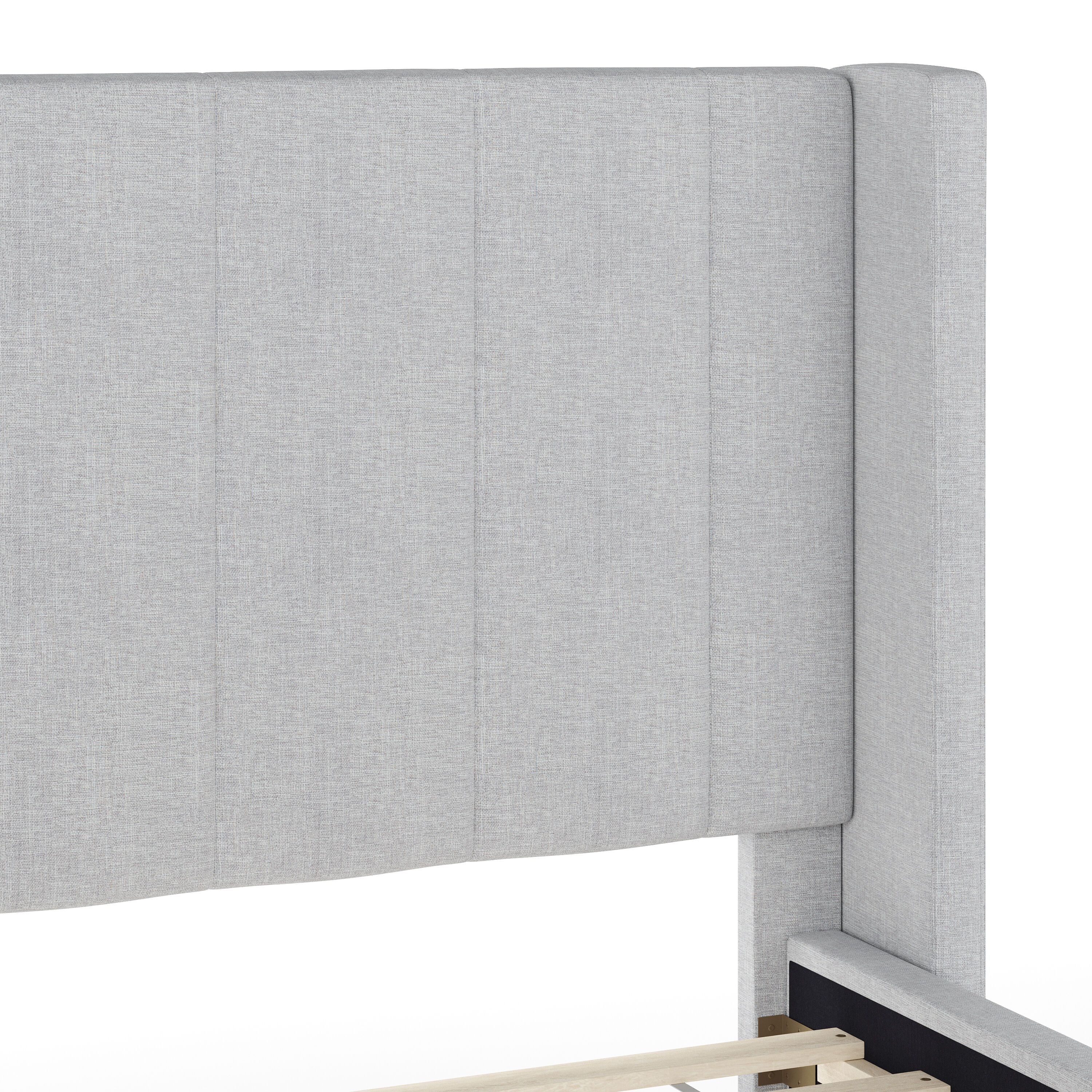 Gray Full Upholstered Platform Bed with Linen Headboard