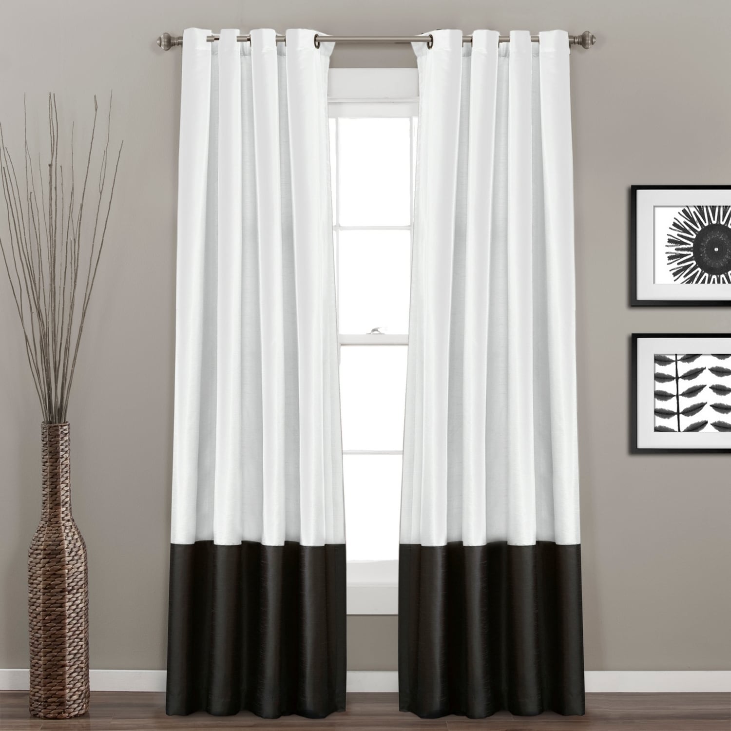 Lush Decor 21T012046 108-Inches Black Room darkening Standard lined Grommet Curtain panel pair