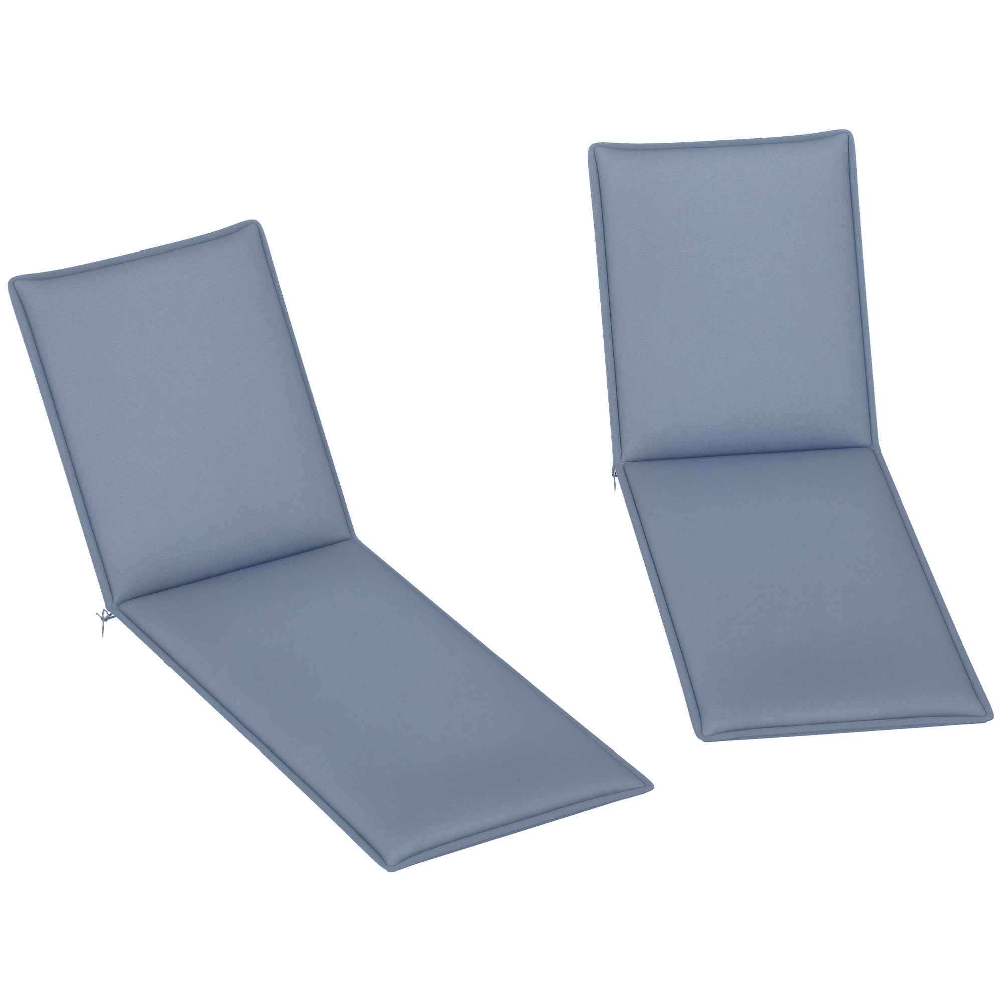 Outsunny 84G-674V00BU  Outdoor Lounge Chair Cushion Set of 2 Foldable Patio Chaise Lounge Cushion Set 76in x 23in Blue