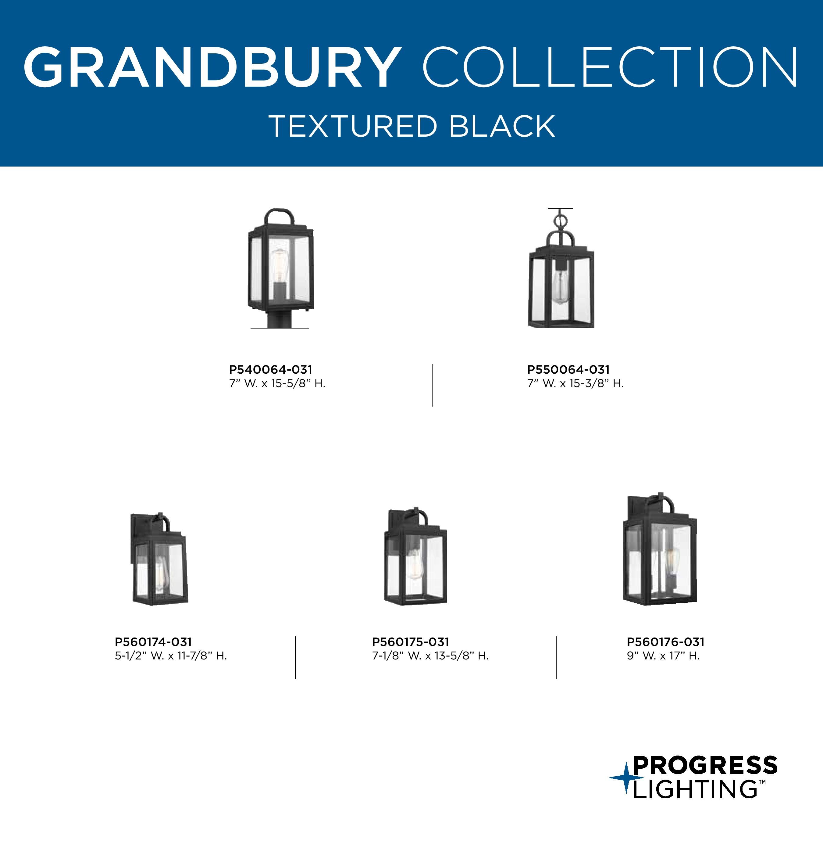 Progress Lighting Grandbury 2-Light 17.125-in Textured Black Led