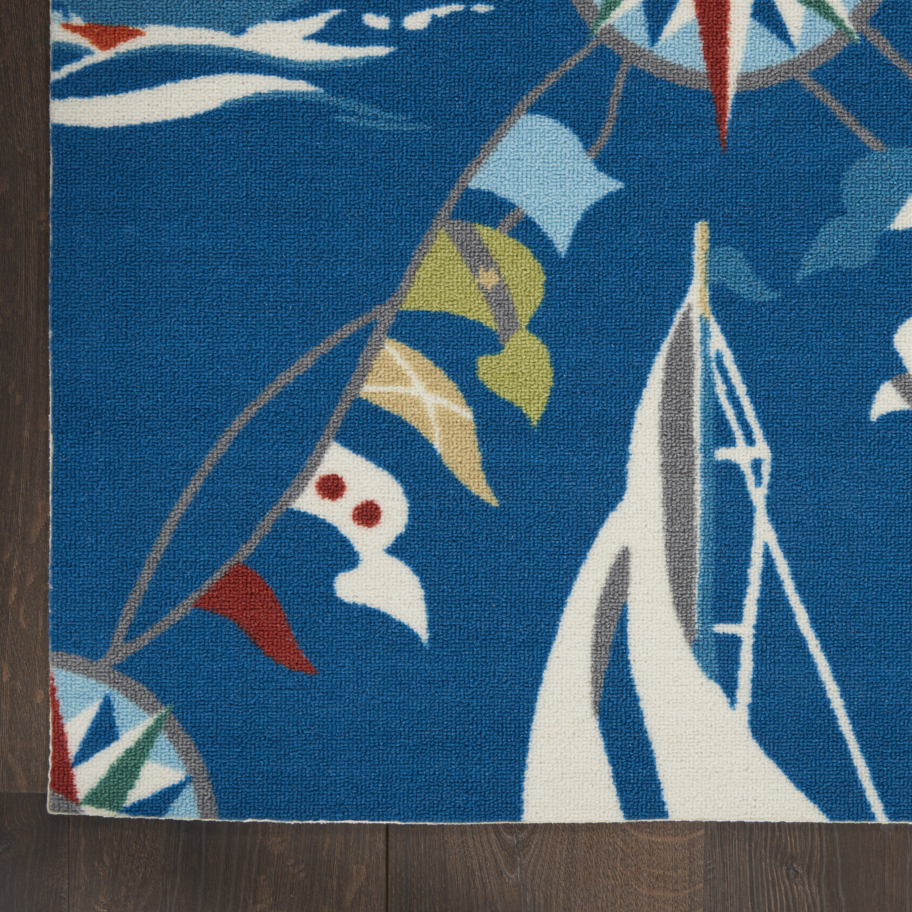 Blue Diamond Nautical Reversible 4' x 6' Synthetic Area Rug