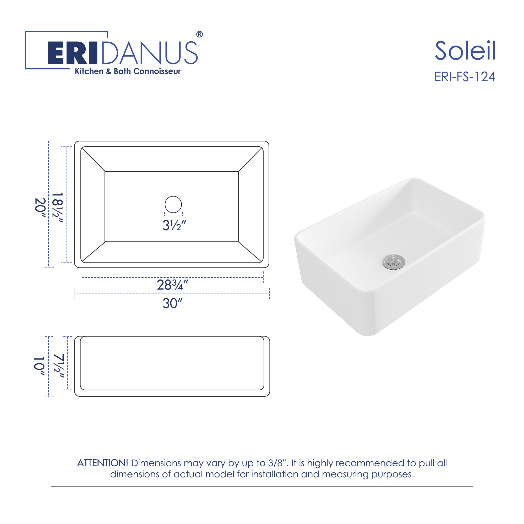 Eridanus ERI-FS-105MB 33 L x 20 W Farmhouse Kitchen Sink with Sink Grid and Basket Strainer Finish: Matte Black