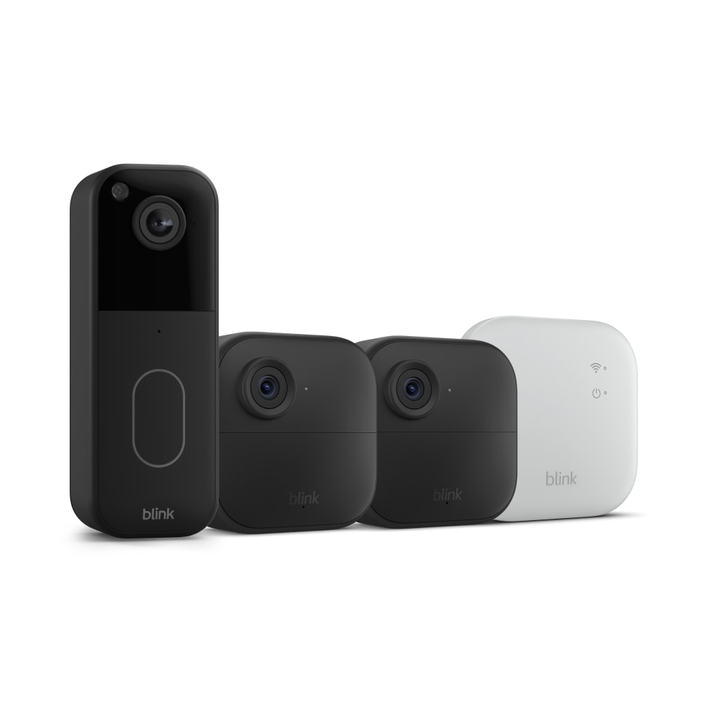 Blink  Outdoor 4 XR - Wireless Smart Security Camera 2-Pack + Video Doorbell, Black Bundle (Sync Module Core Included)