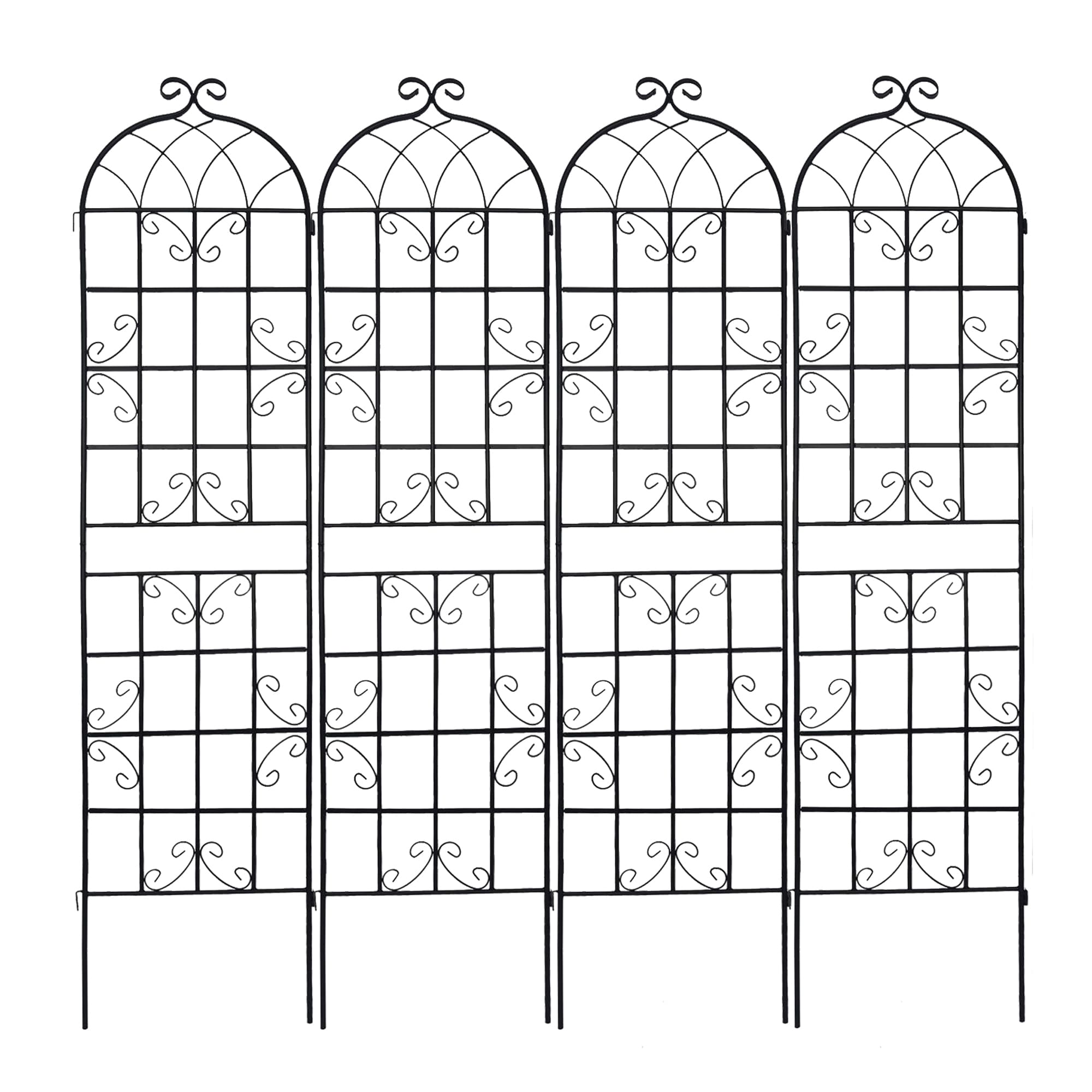 Runesay QCGATR-03 Garden Trellis 80-Inches W x 86.7-Inches H Black Steel Garden Trellis For Climbing Plants For Cucumbers For Roses For Tomatoes