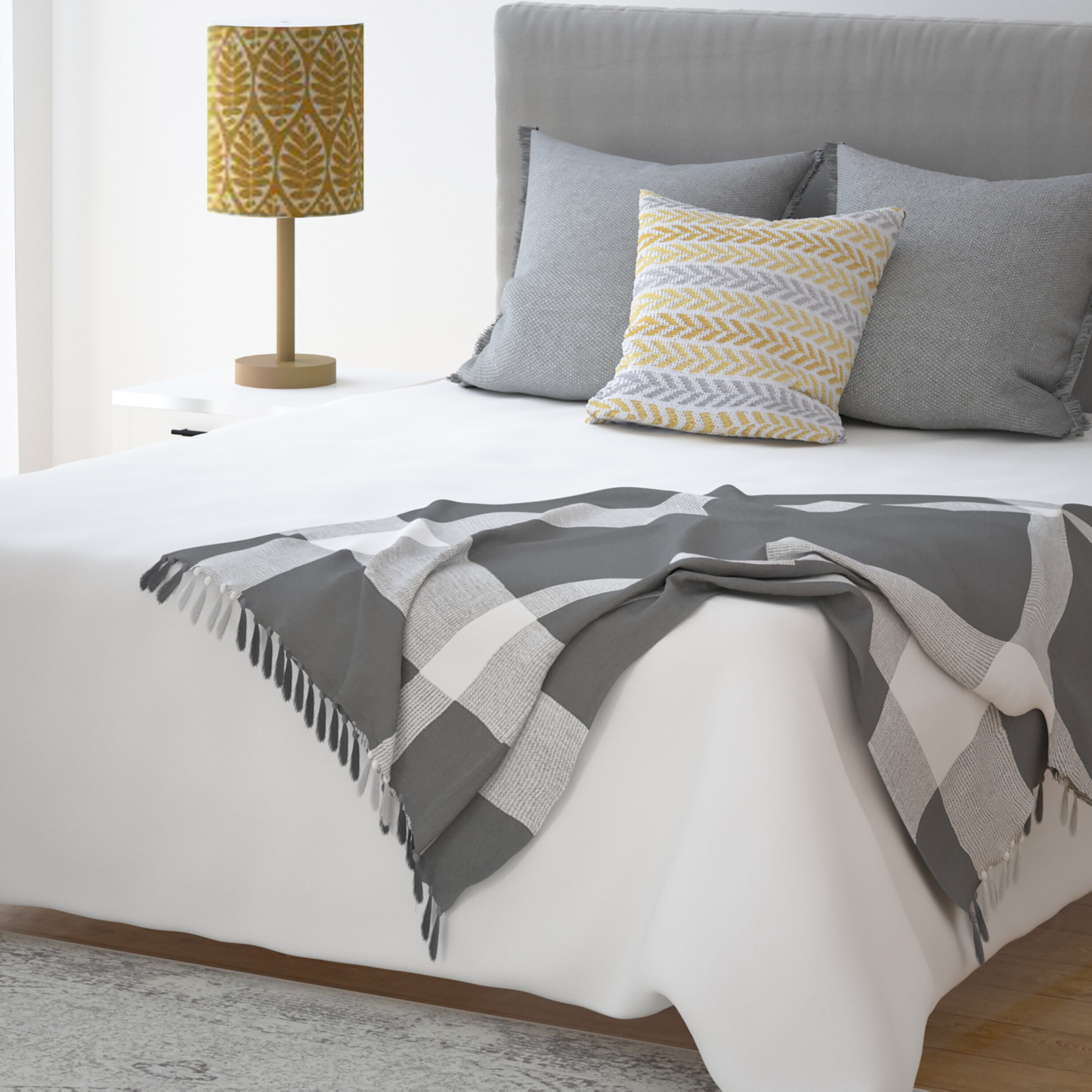 LR Home 3938A4184934J8 FROST GRAY WHT 50-in x 60-in Cotton Throw