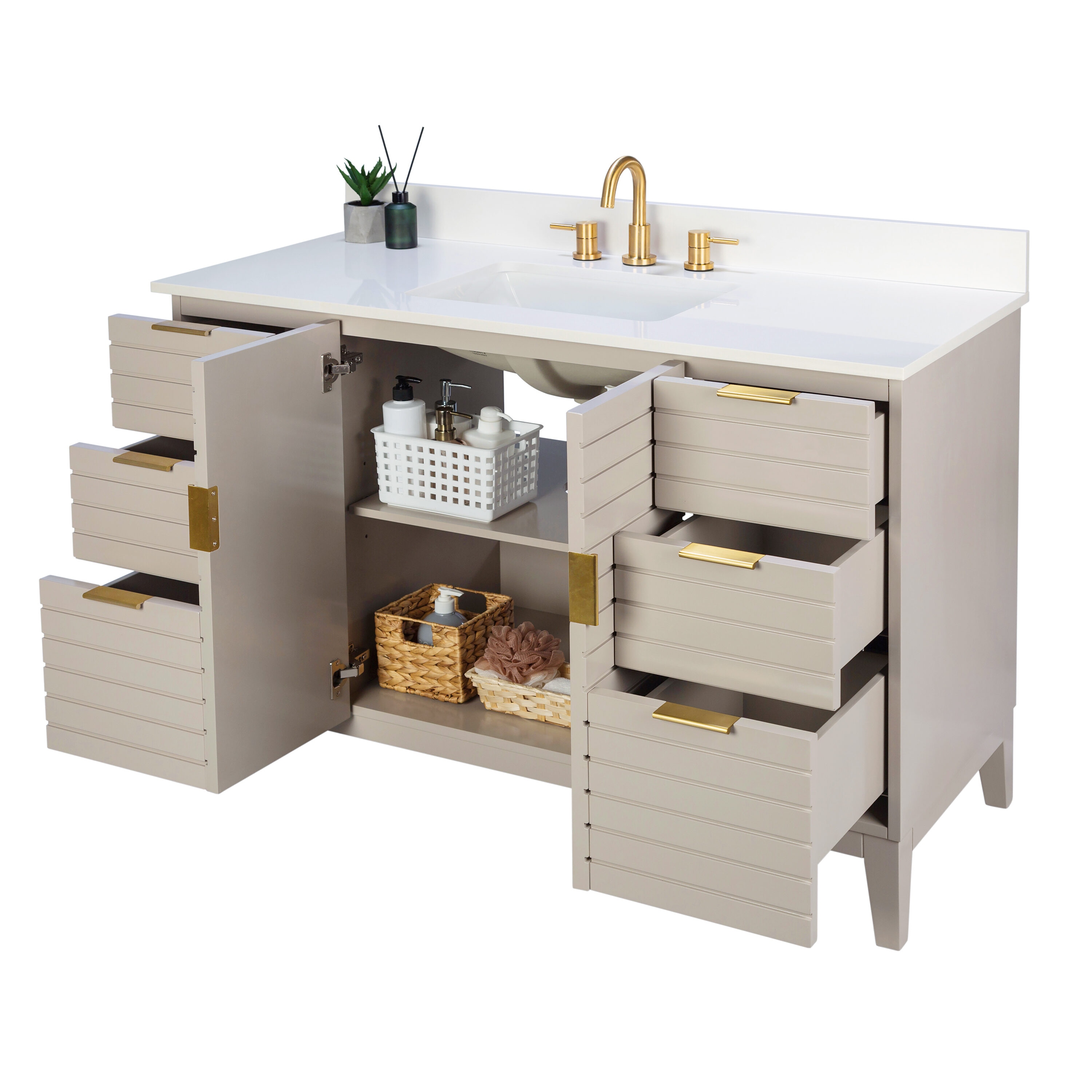 Origin 21 Lundy 48-in Greige Undermount Single Sink Bathroom Vanity ...