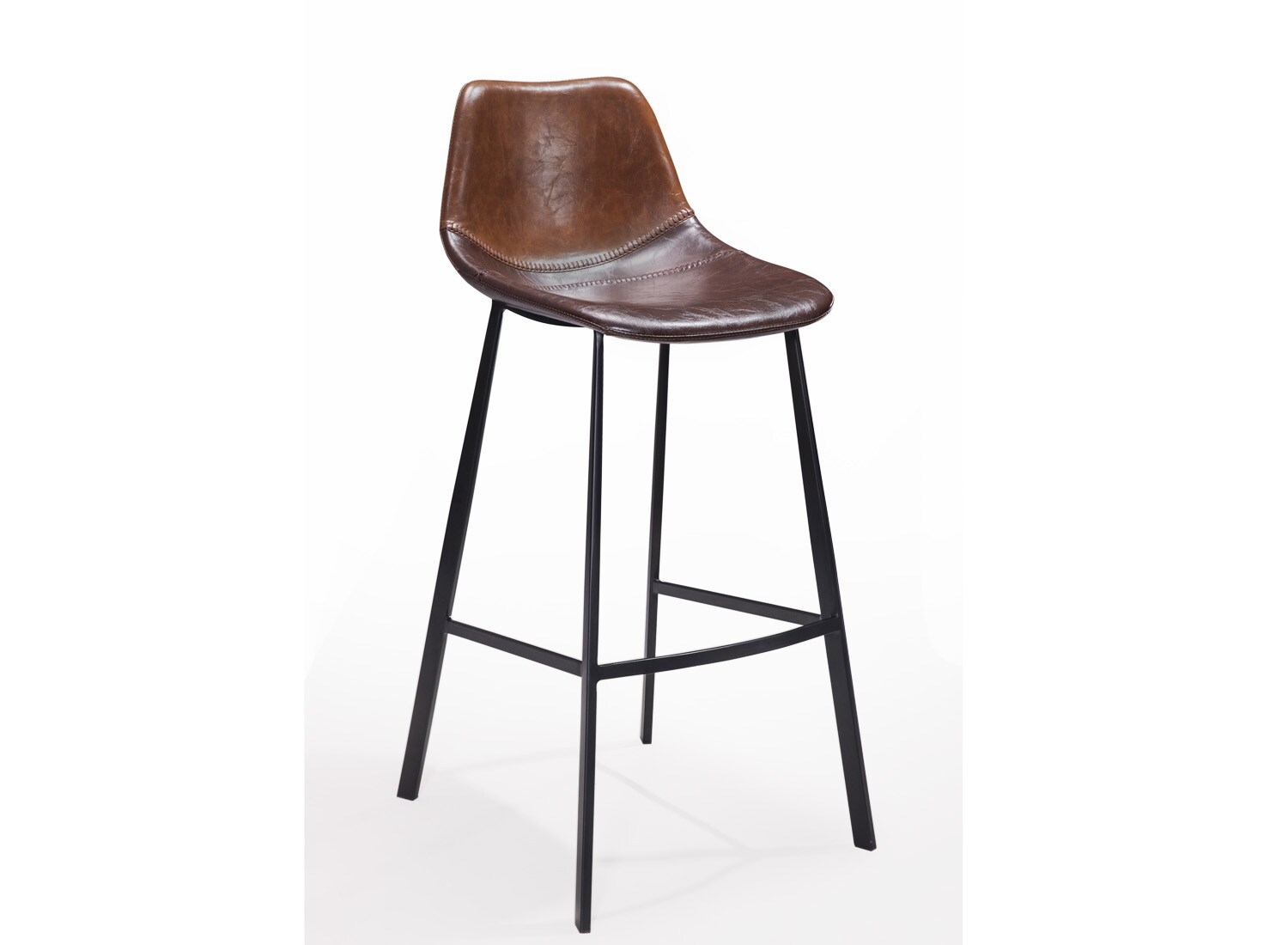 Gingko PAB220-BRWN Pablo Set of 2 Brown Bar height Upholstered Metal Bar Stool Back